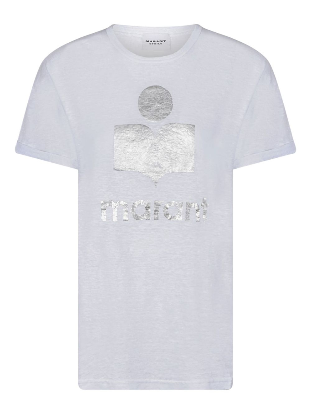 logo-print linen T-shirt - 1