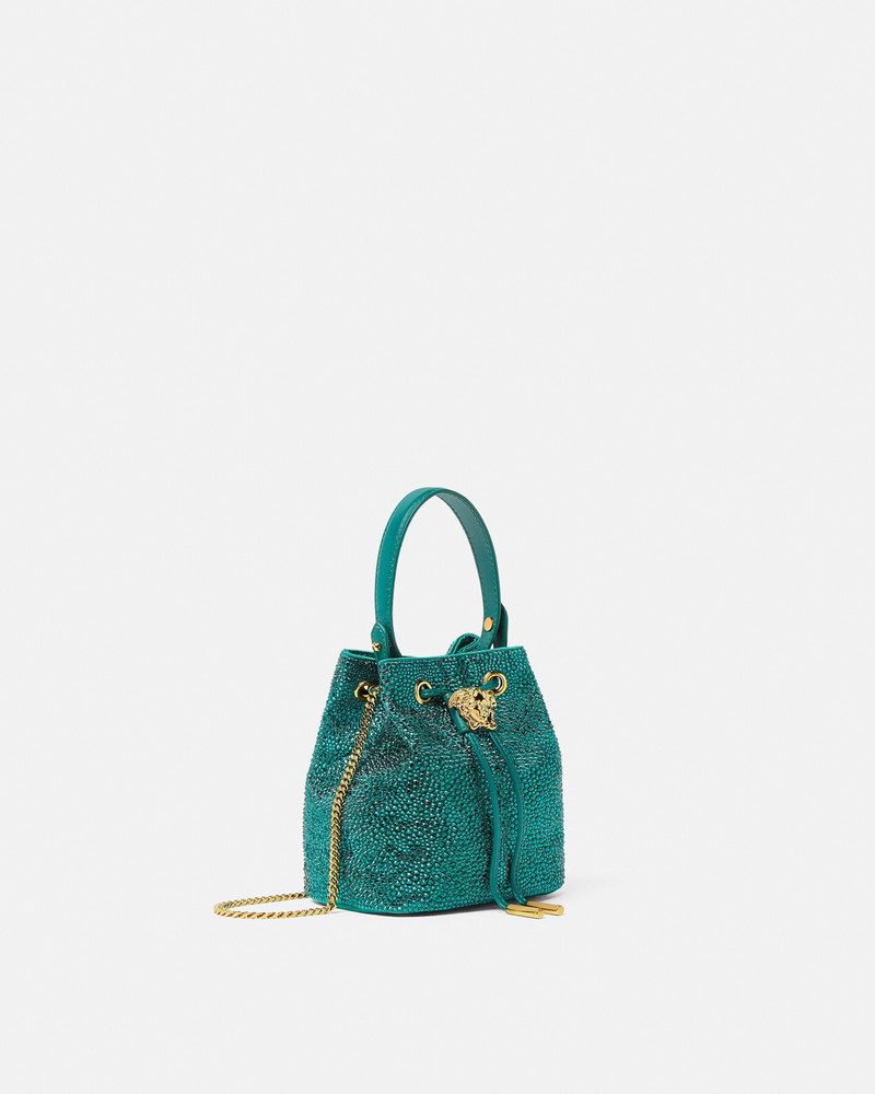 VERSACE La Medusa Embellished Satin Mini Bucket Bag outlook