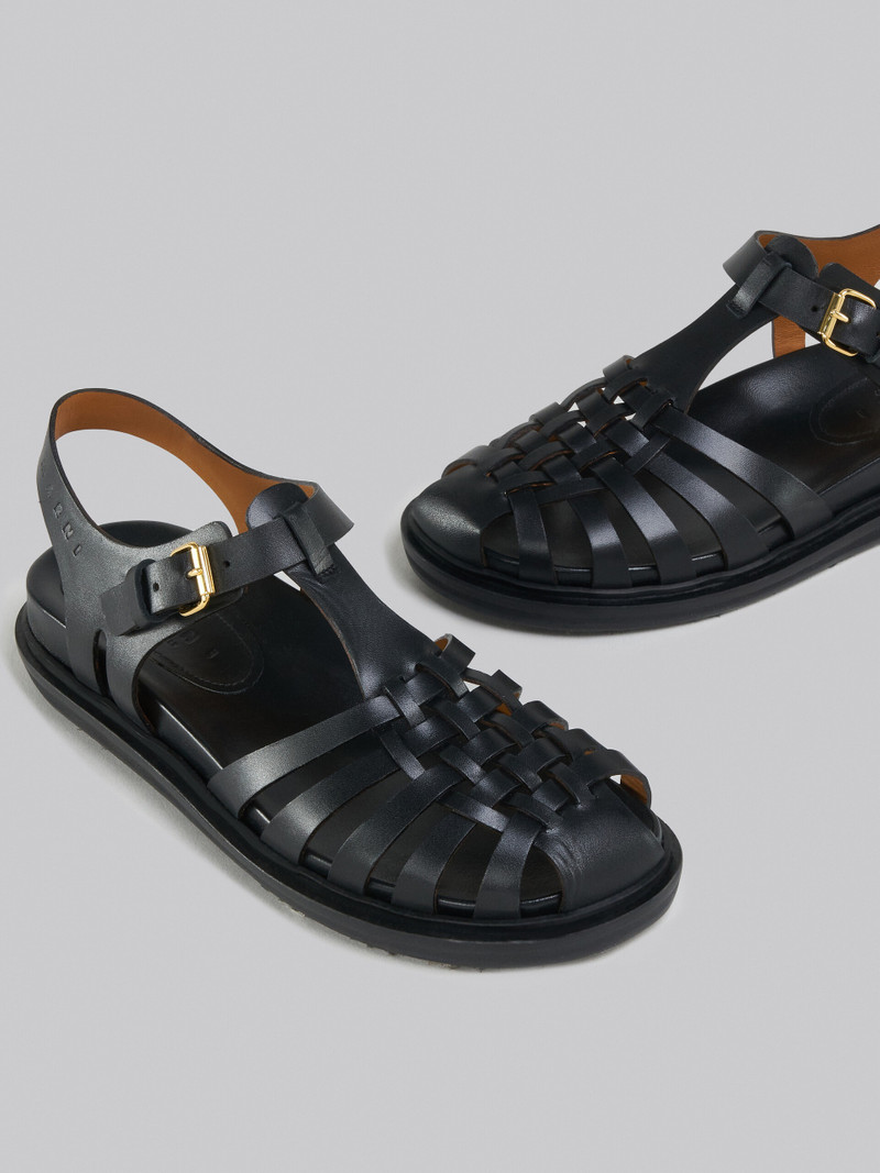 BLACK LEATHER FISHERMAN'S SANDAL 5