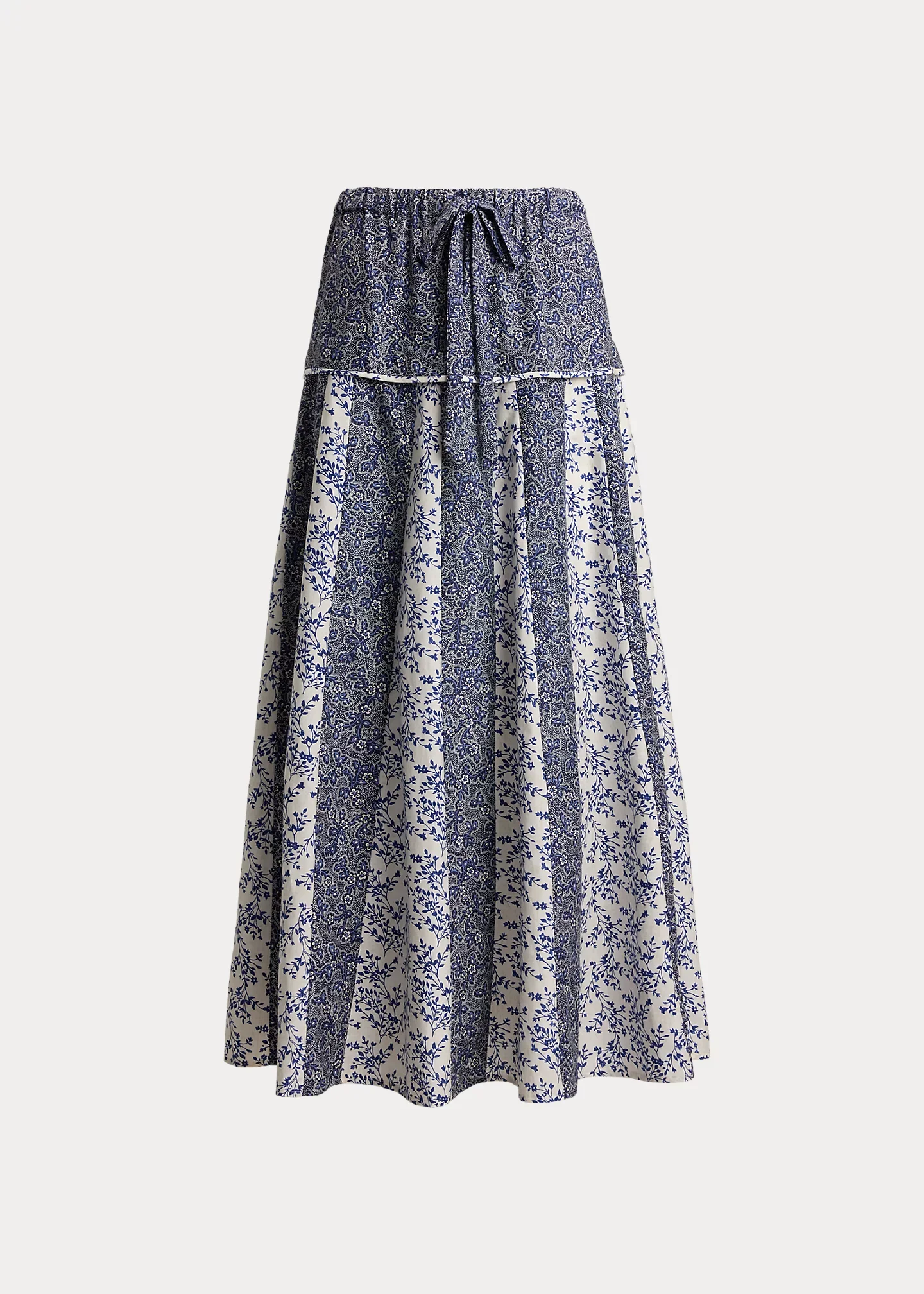 Floral-Cotton Silk A-Line Skirt - 1