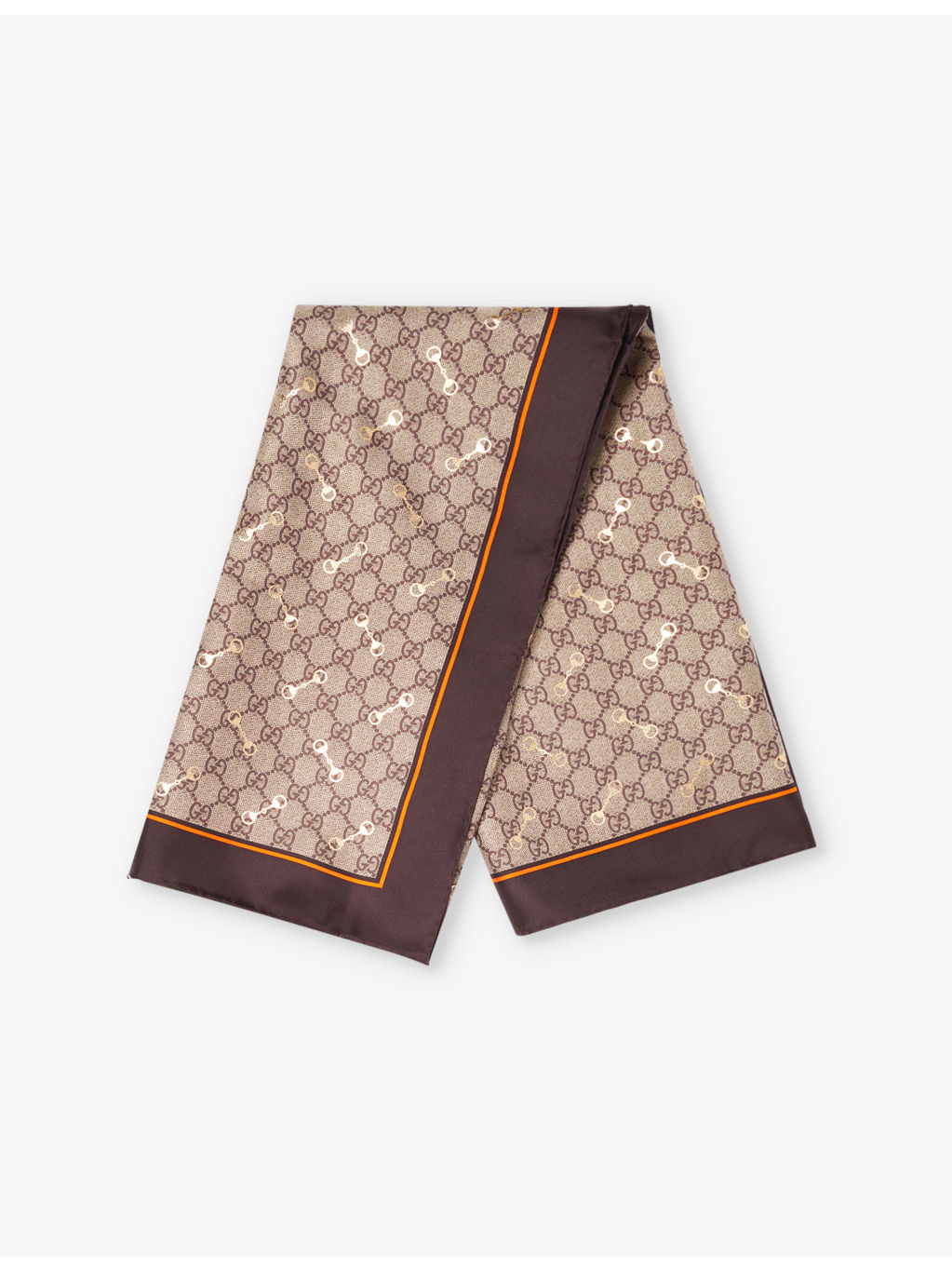 GG Monogram-Print Horsebit Silk Scarf - 1