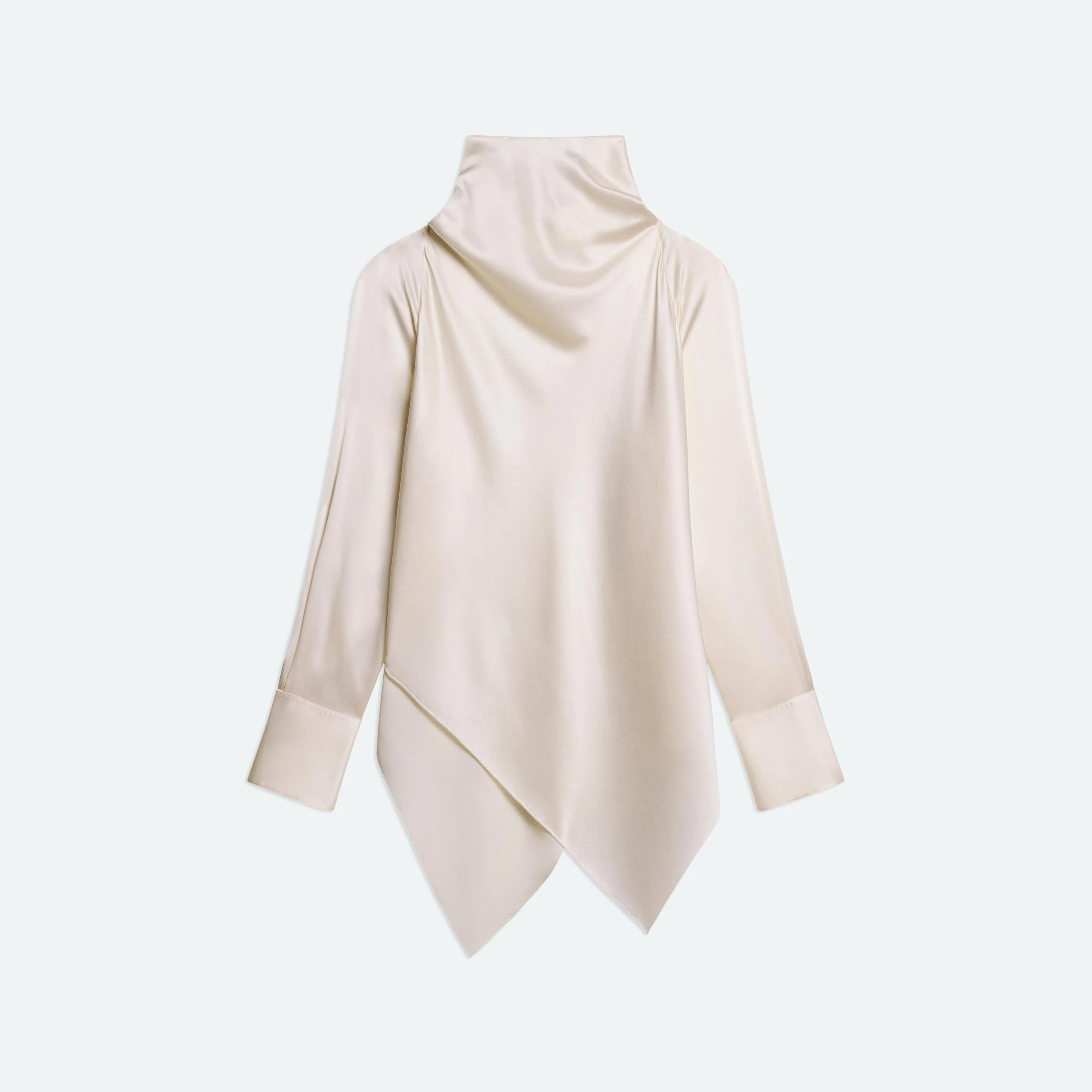 SILK TIE-NECK LONG-SLEEVE TOP - 1