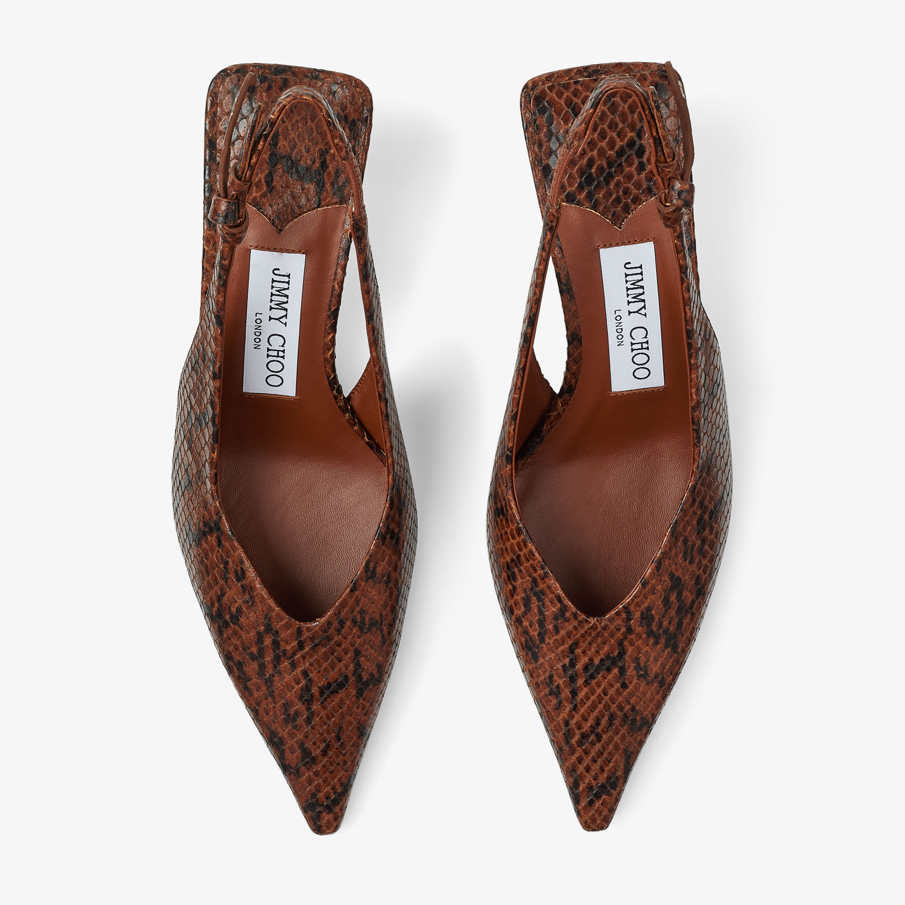 Camie Sling Back 60
Cognac Kigali Snake Printed Leather Slingbacks - 4