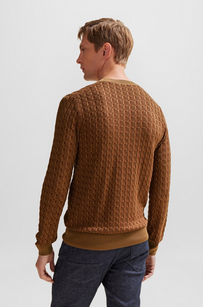 REGULAR-FIT SWEATER IN SILK WITH GEOMETRIC STRUCTURE 5