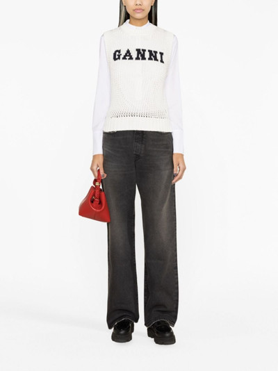 GANNI logo cotton robe vest outlook