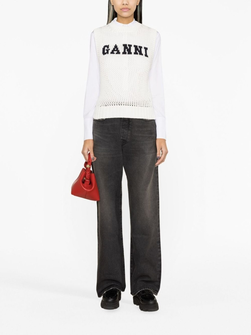 GANNI logo cotton robe vest outlook