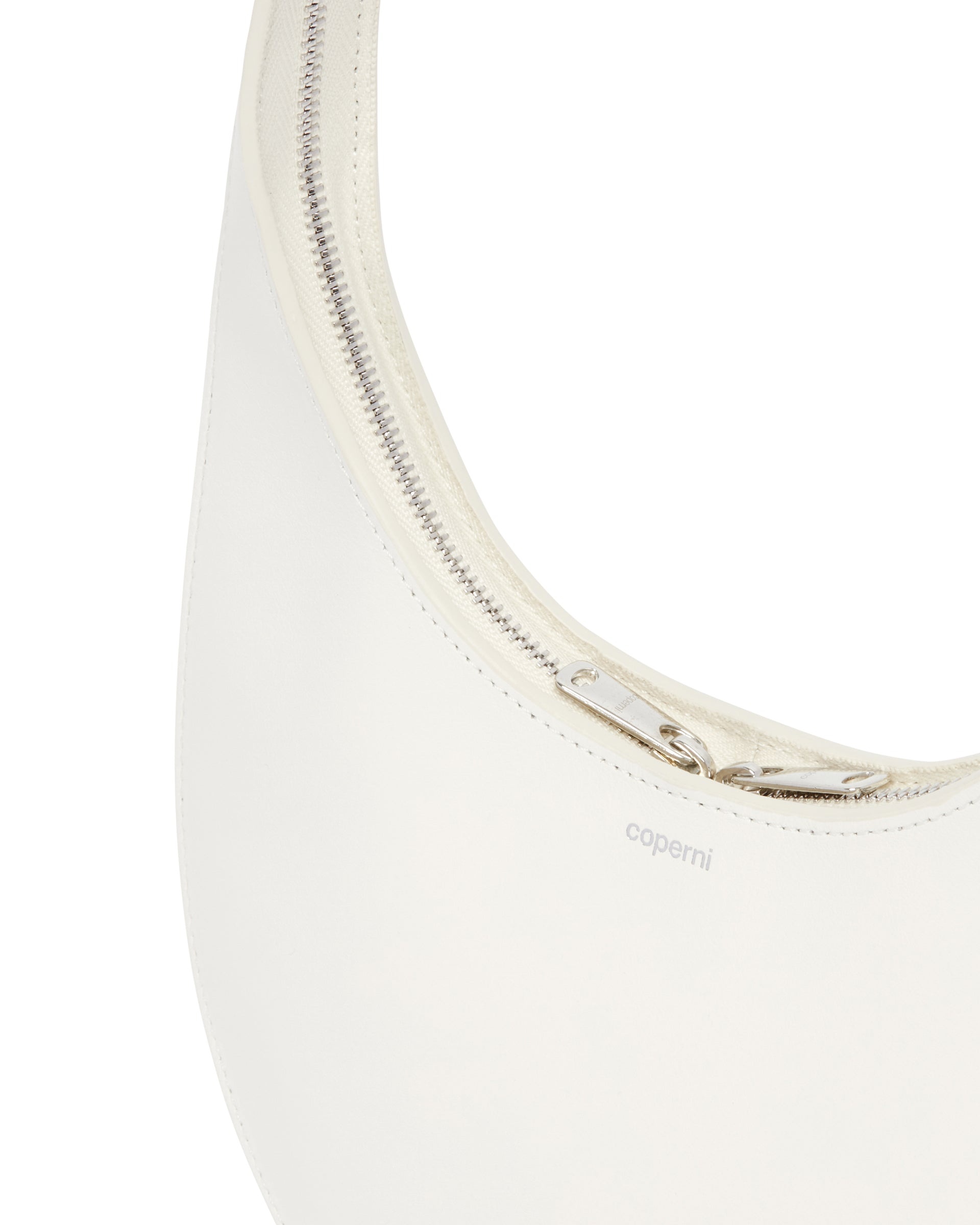 White Leather Double Swipe Bag - 5