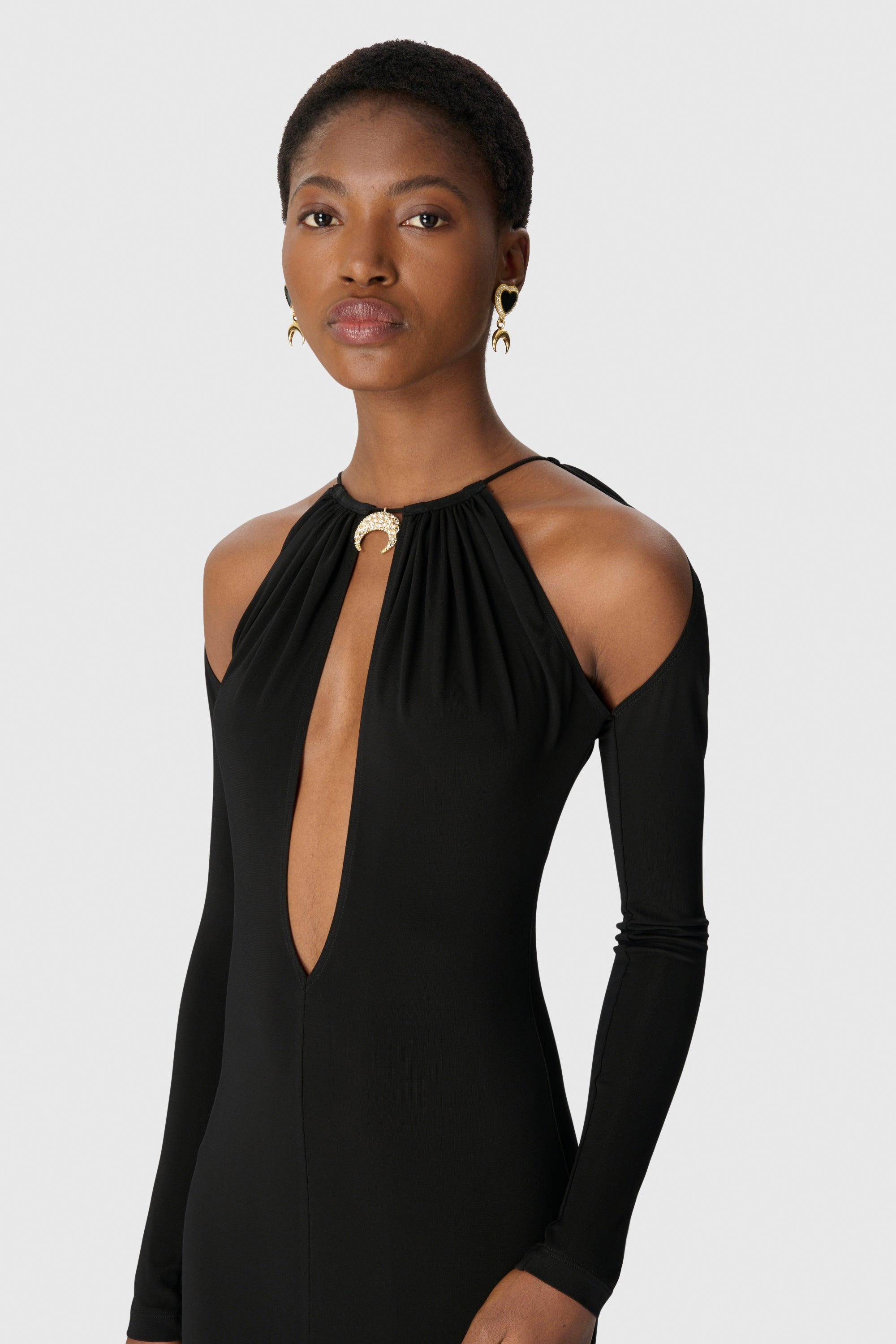 Draped Jersey LS Long Dress - 4
