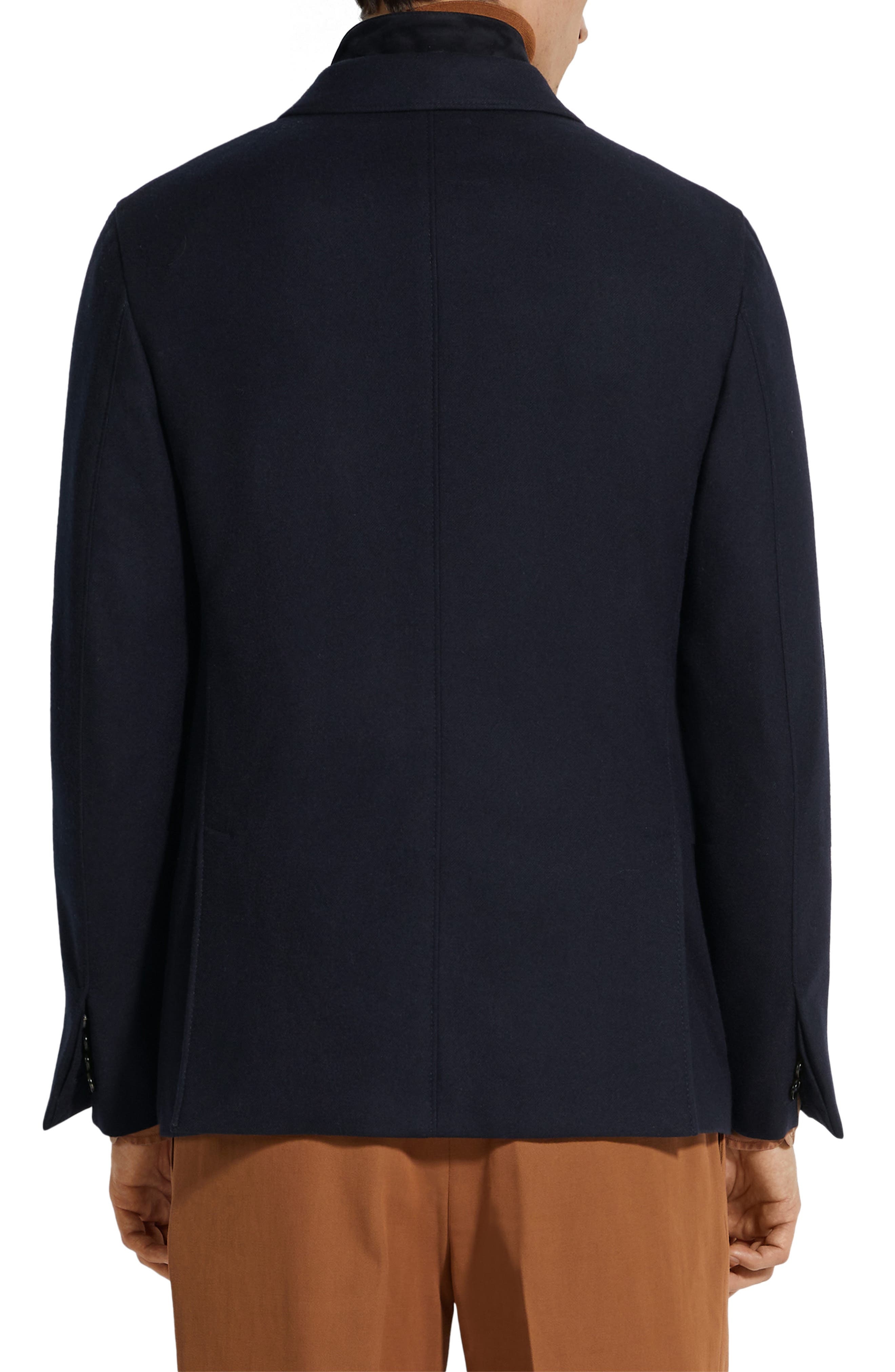 ZEGNA Trofeo Wool & Cashmere Sport Coat with Removable Suede Bib in Navy at Nordstrom - 2