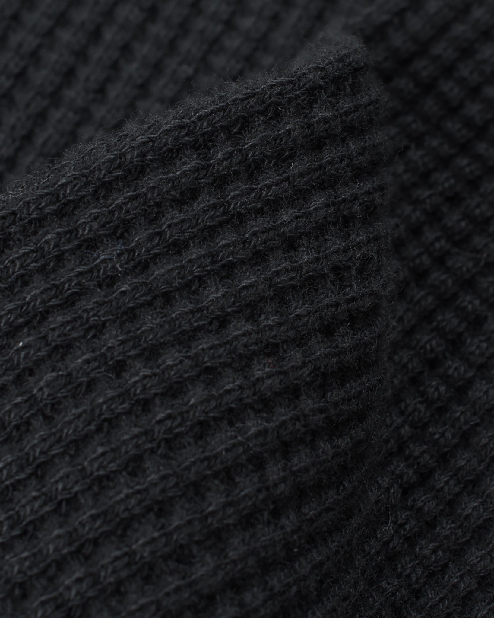IHTL-1301-BLK Waffle Knit Long Sleeved Crew Neck Thermal Top - Black - 6