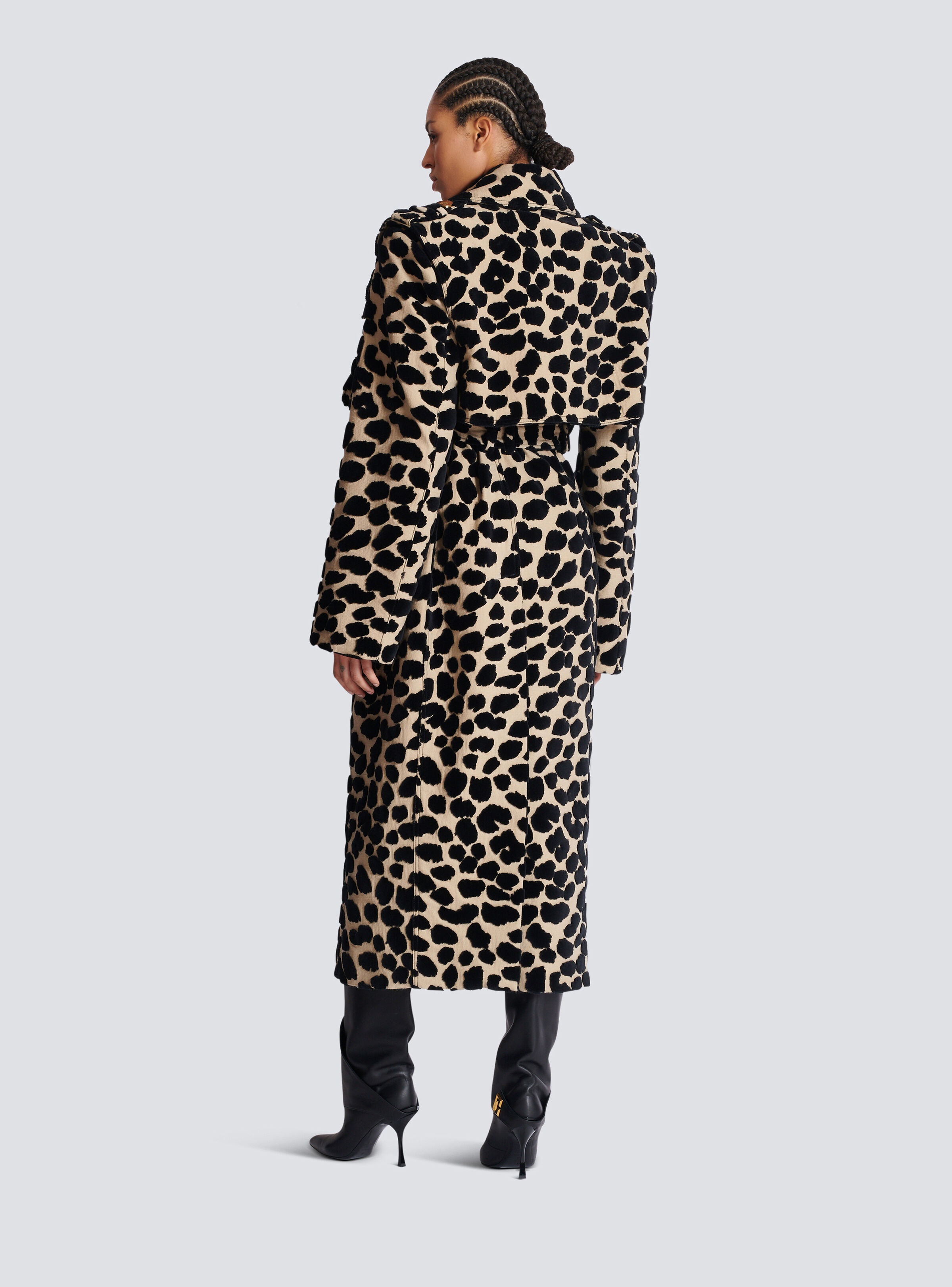 Leopard print jacquard belted trench - 4