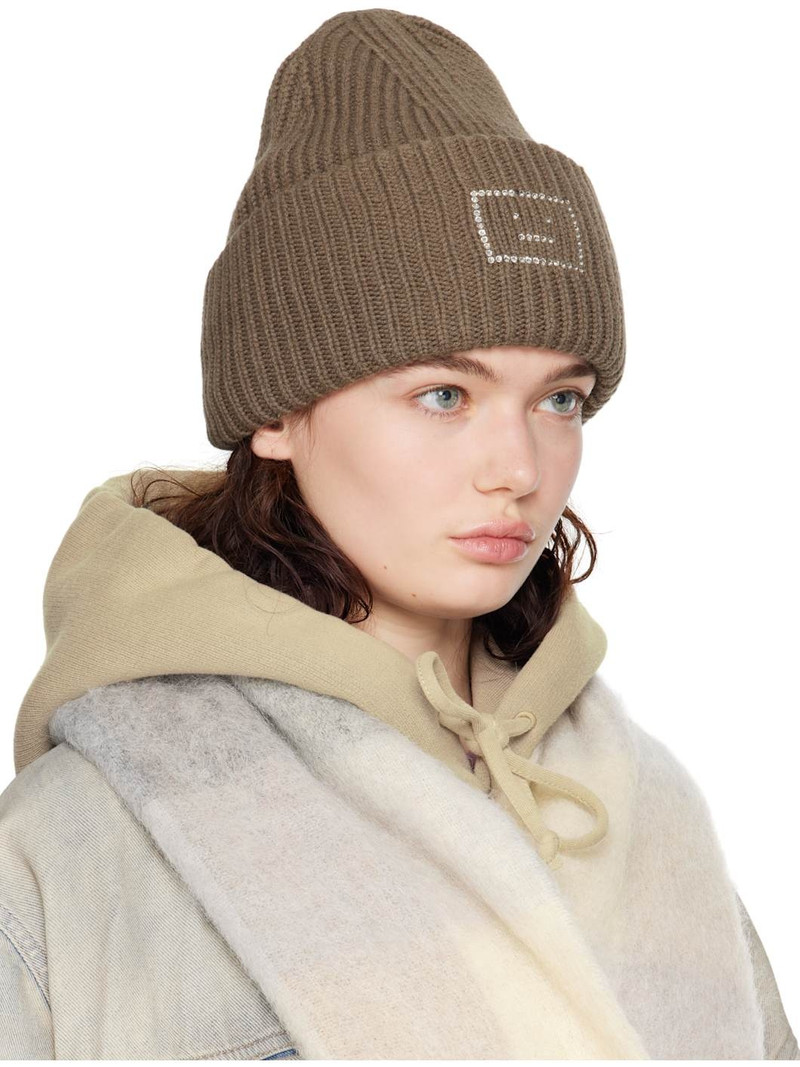 Acne Studios Khaki Embellished Face Logo Beanie outlook