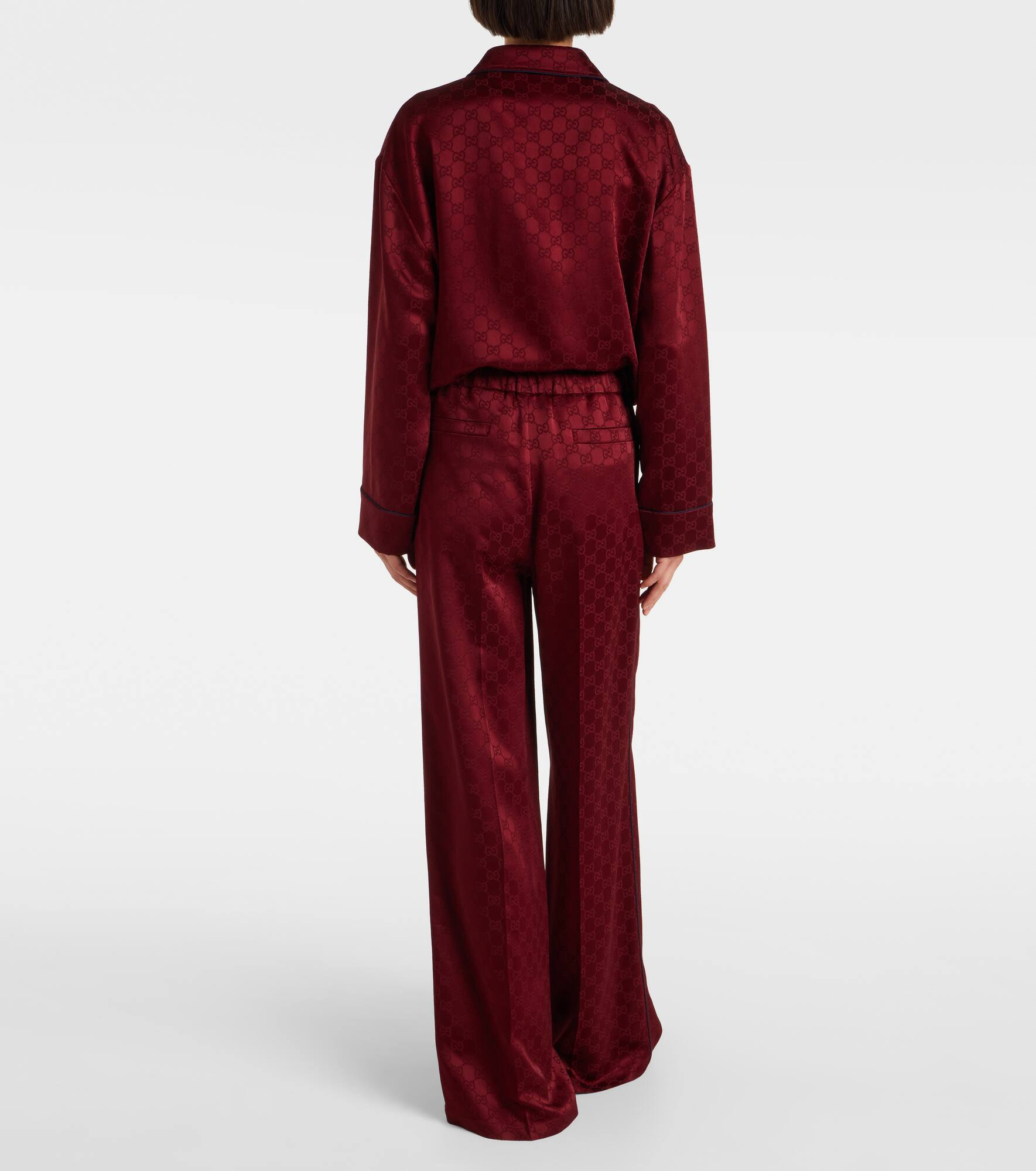 GG satin wide-leg pants - 3