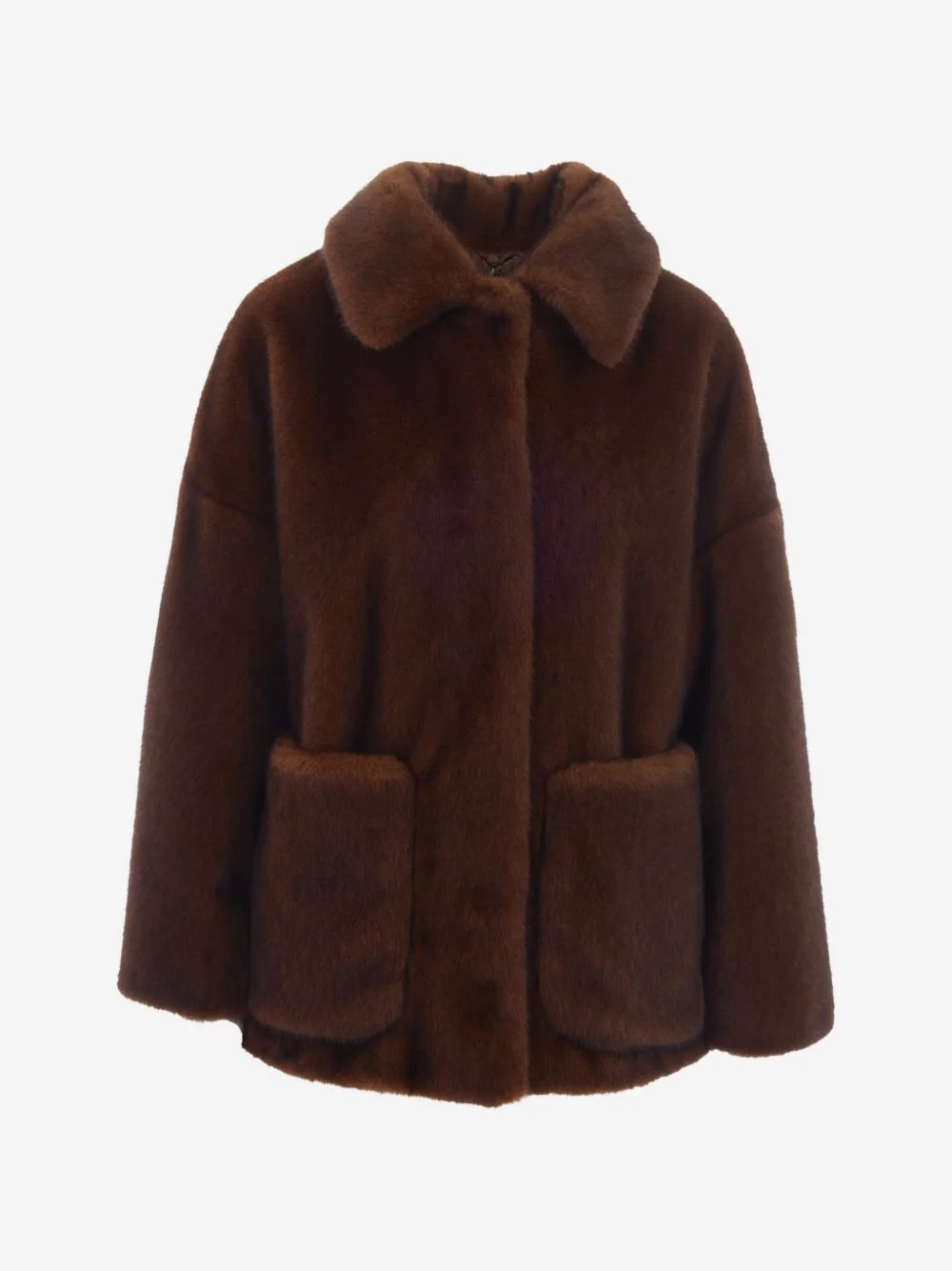 faux-fur patch-pocket coat - 1