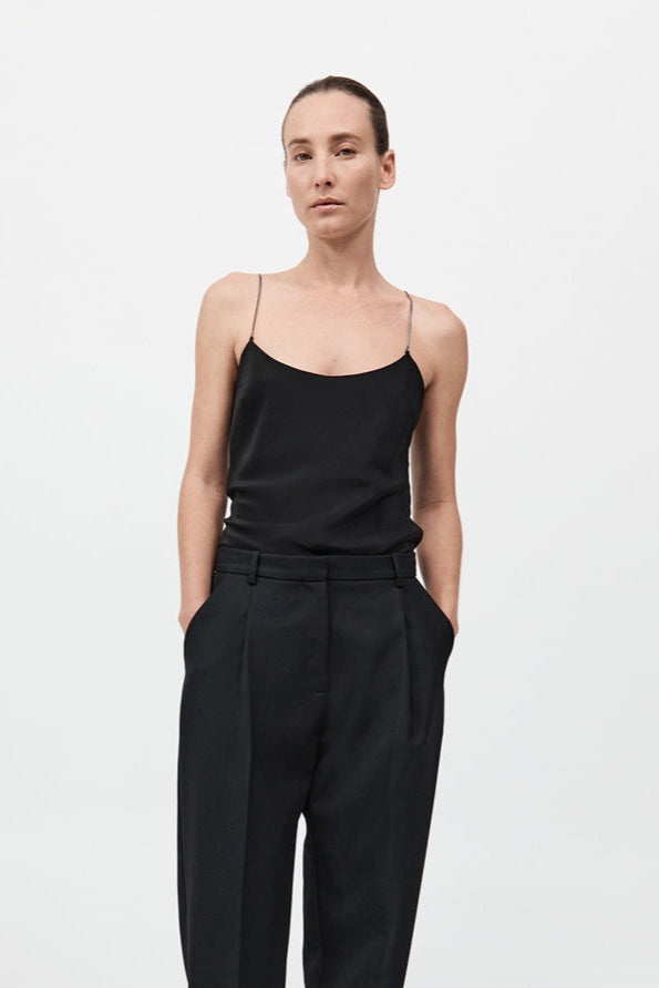 Fine Chain Silk Cami - Black - 2