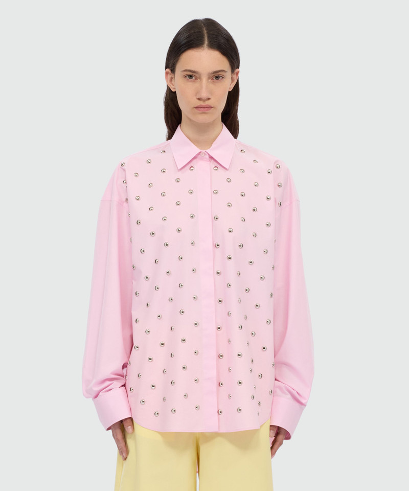 MSGM Pink cotton poplin shirt with studs. outlook