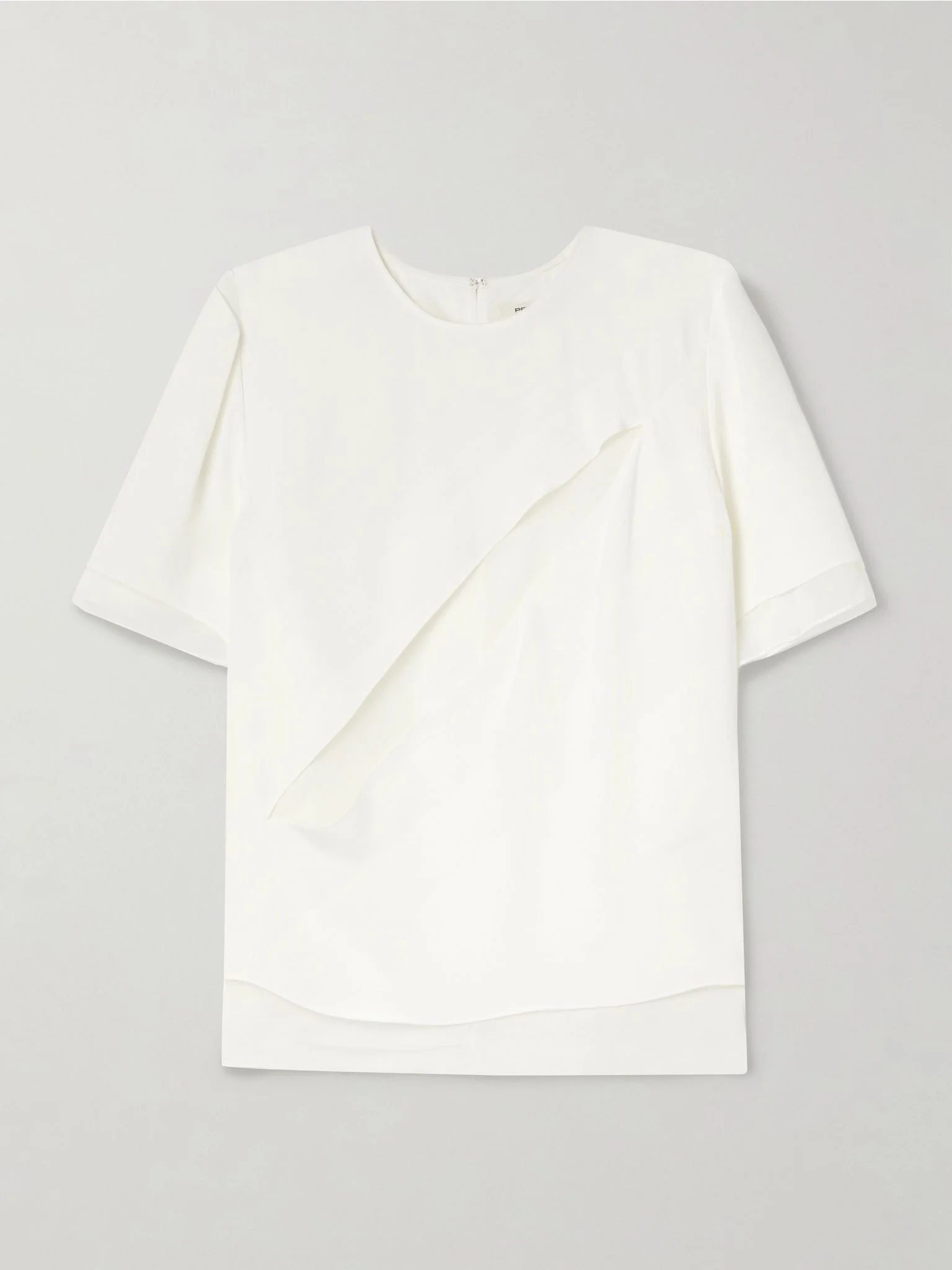 Slash silk and chiffon T-shirt White - 1