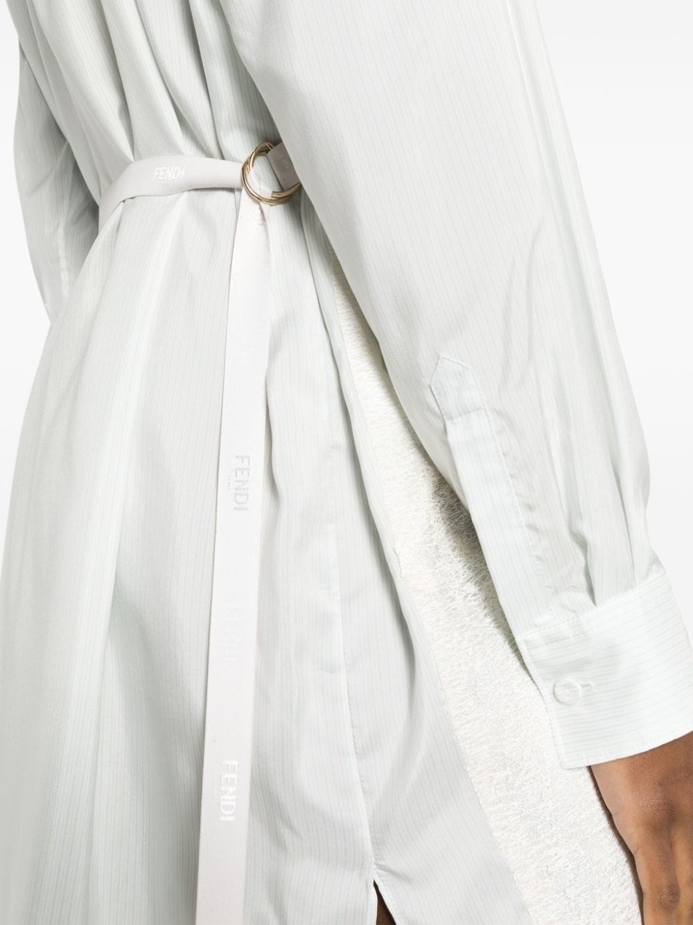 lace-detail silk shirtdress - 5