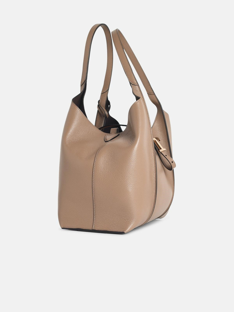 Tod's SMALL BEIGE LEATHER 'T TIMELESS' SHOPPING BAG outlook