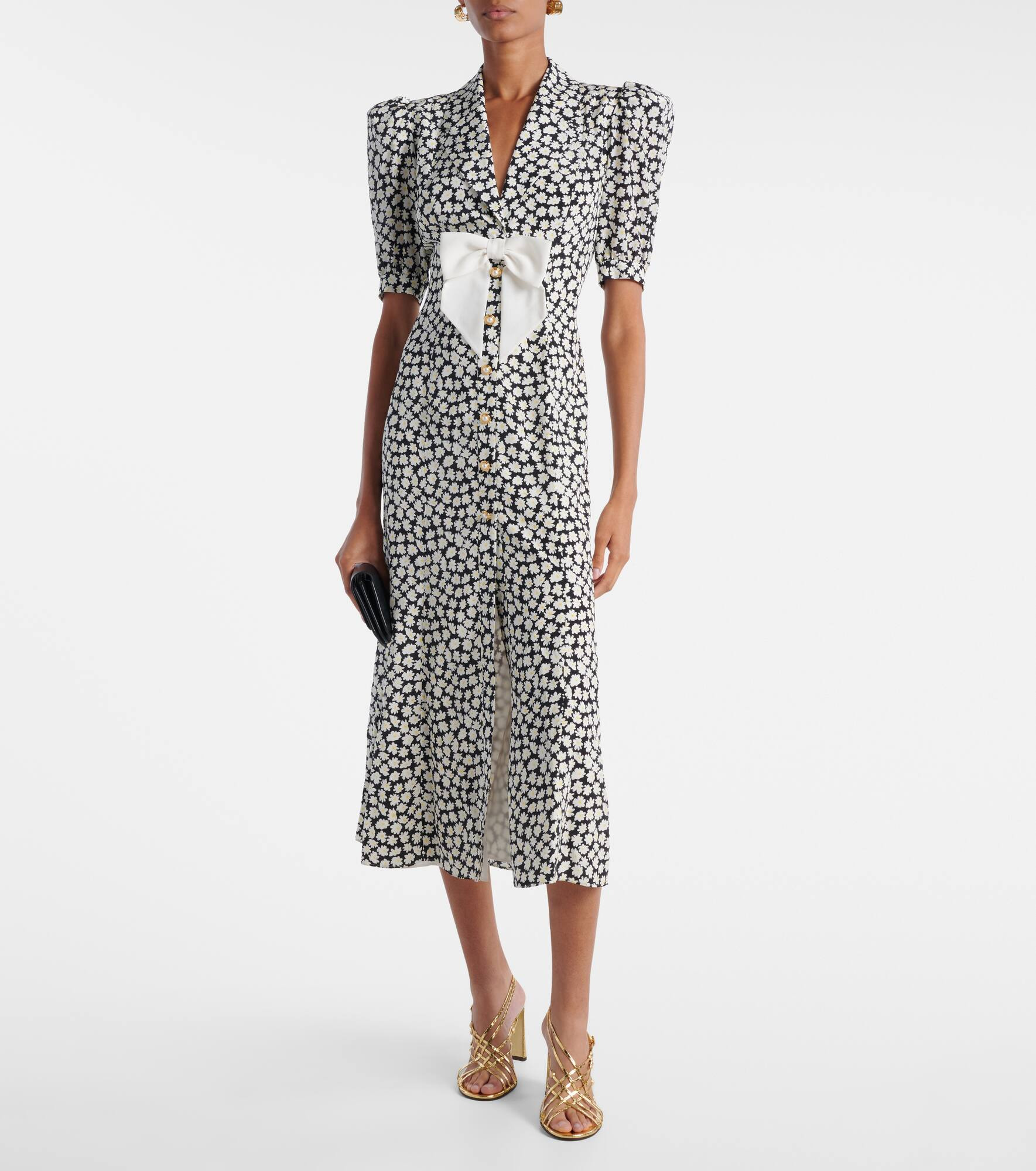 Floral printed silk midi dress - 2