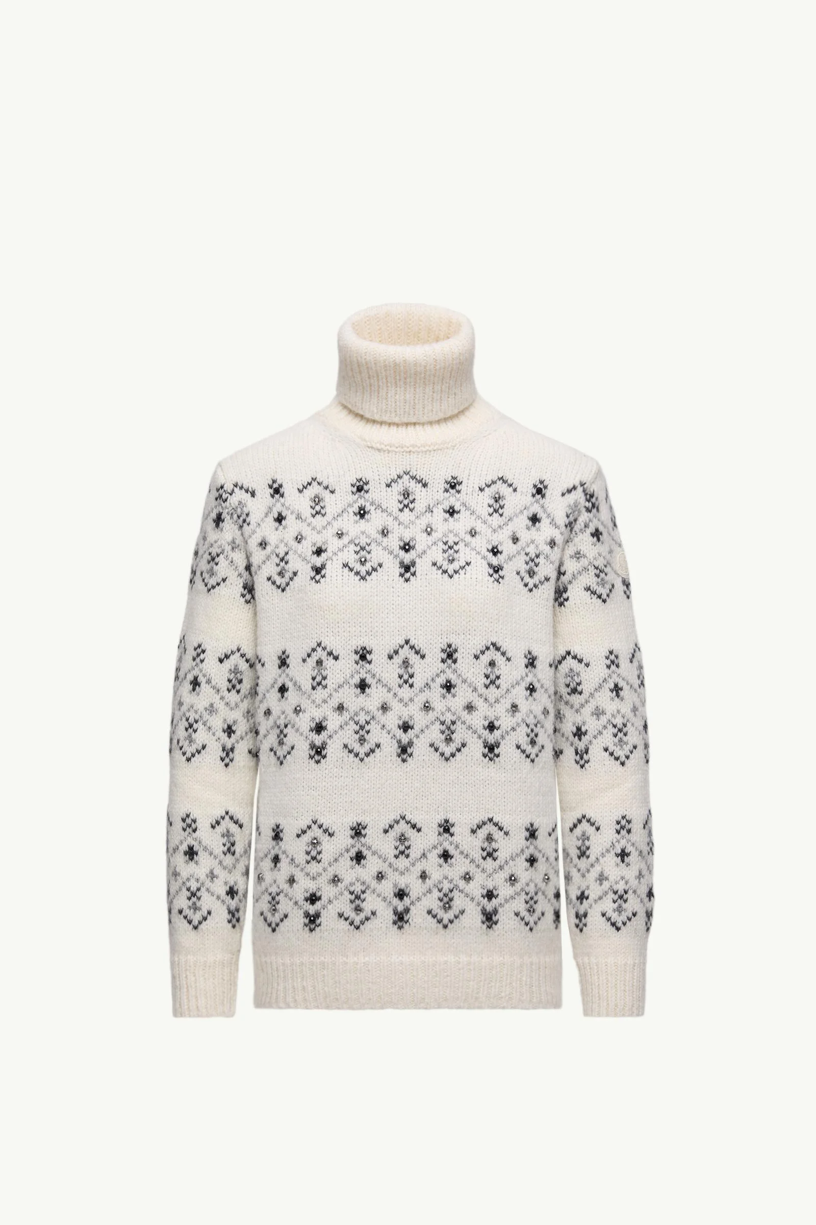 Crystal-Embroidered Alpaca & Wool Blend Turtleneck Sweater - 1
