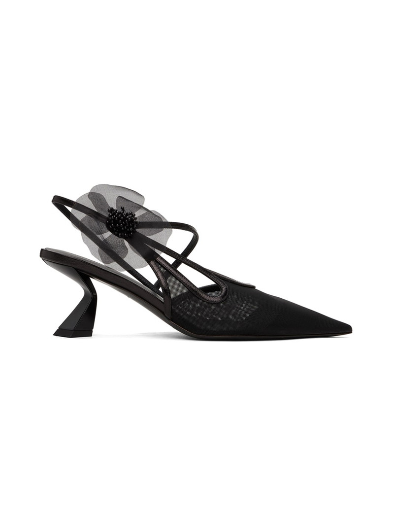 Black Slingback Tulle Heels 1