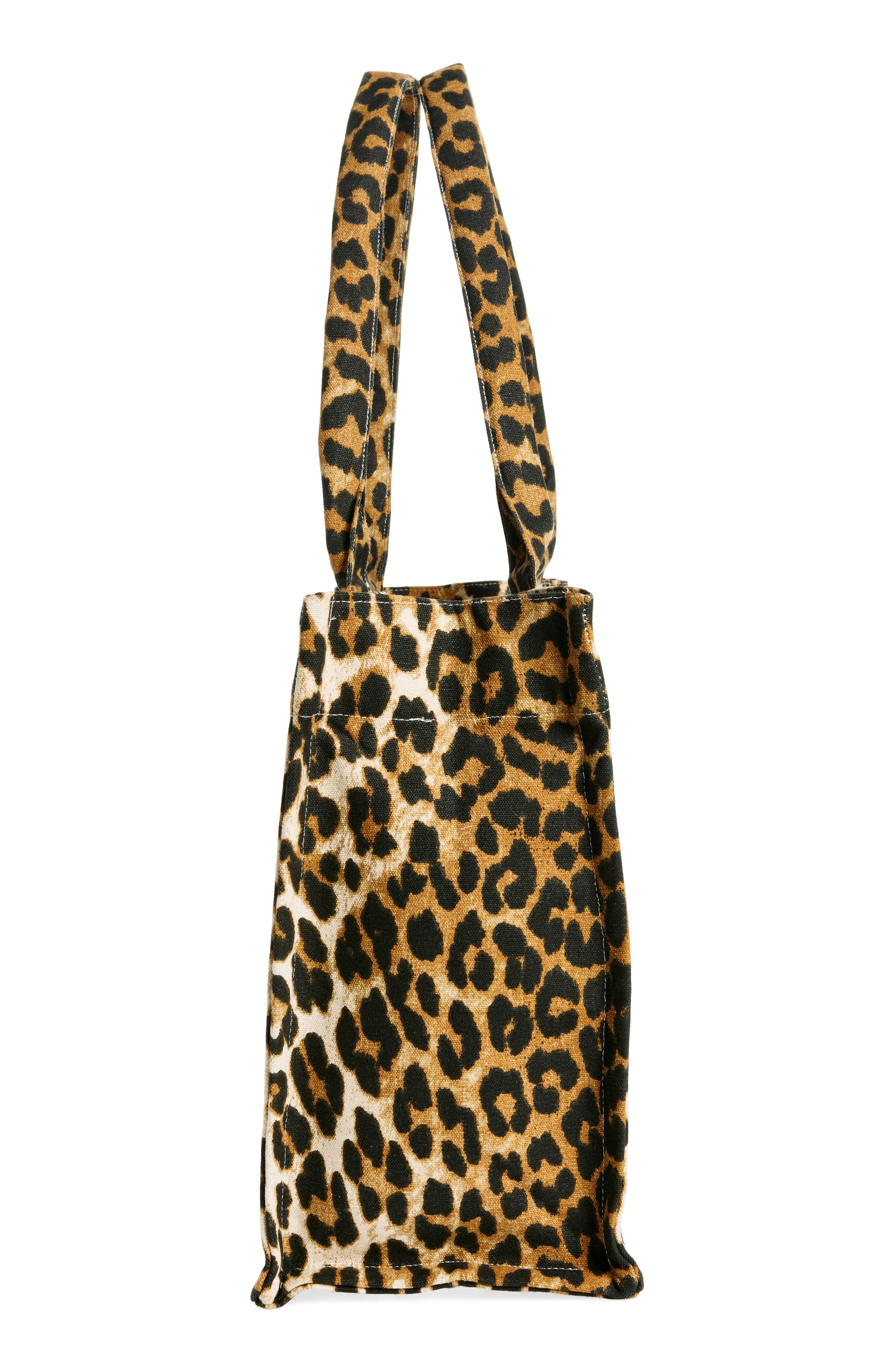 Ganni Large Leopard Print Recycled Cotton Shopper Tote at Nordstrom - 4
