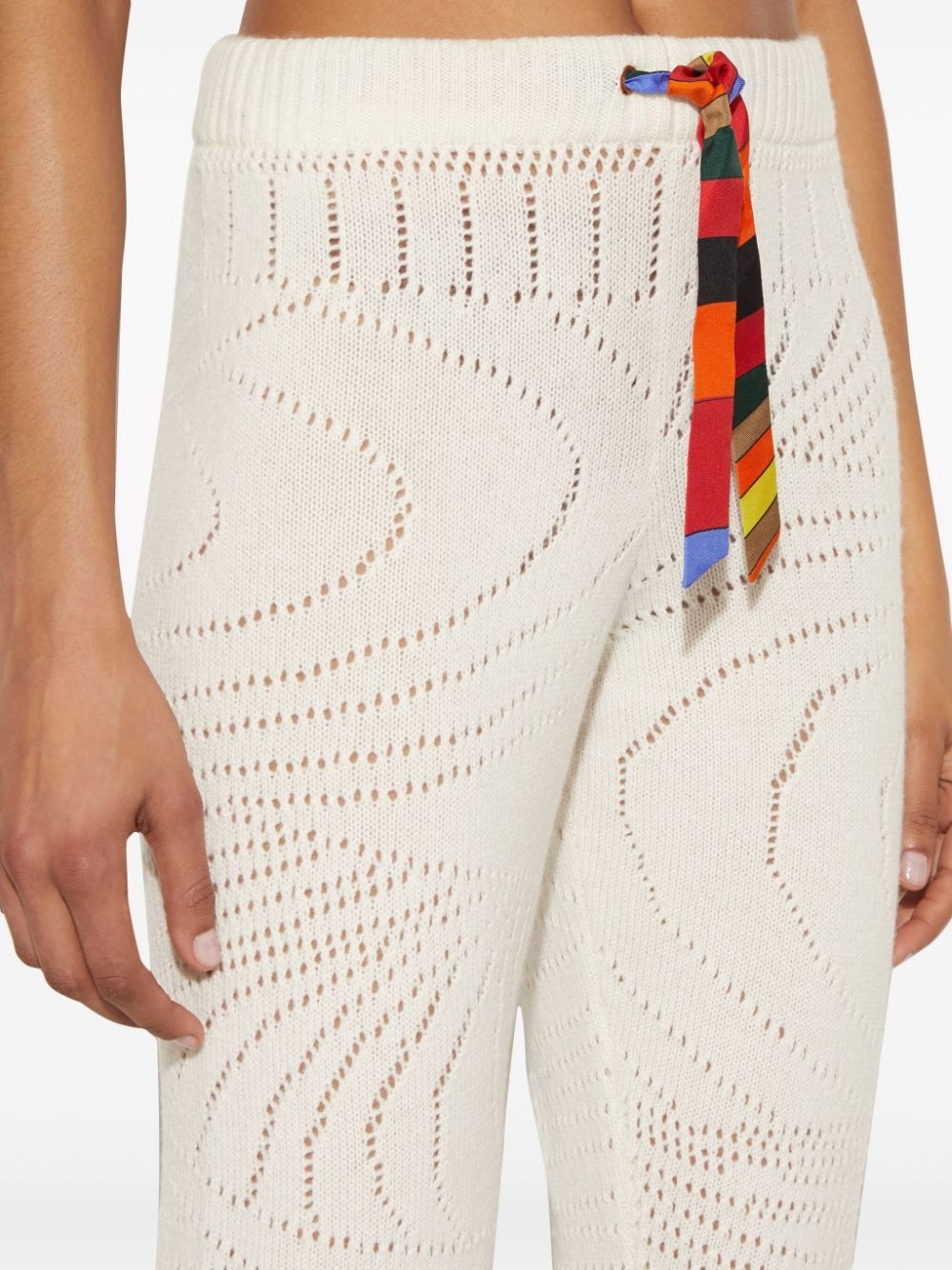 pointelle-knit cashmere track pants - 5