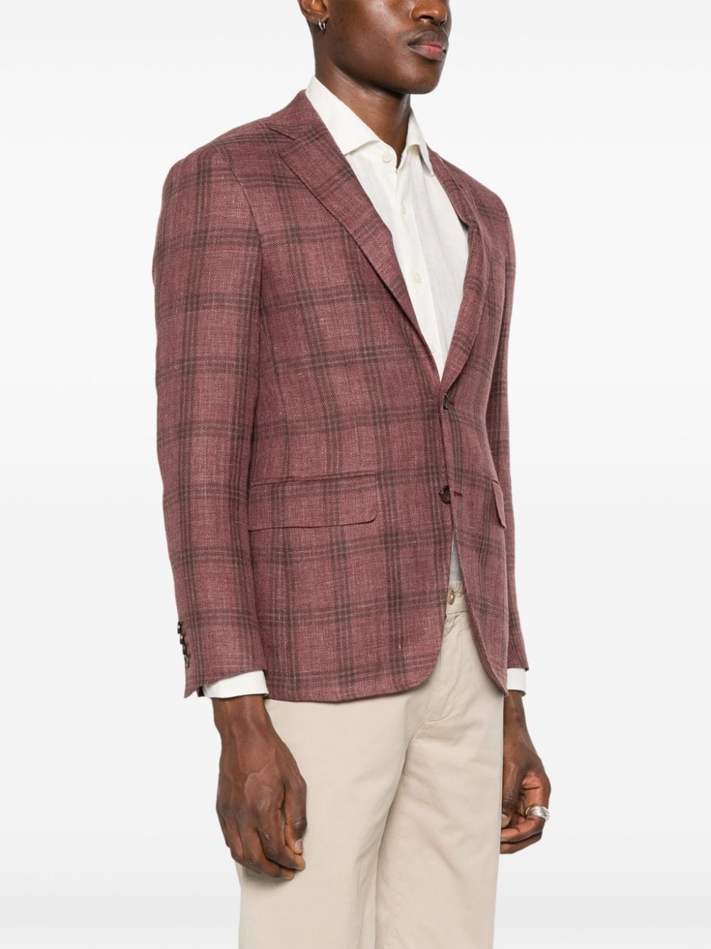 single-breasted checked blazer - 3