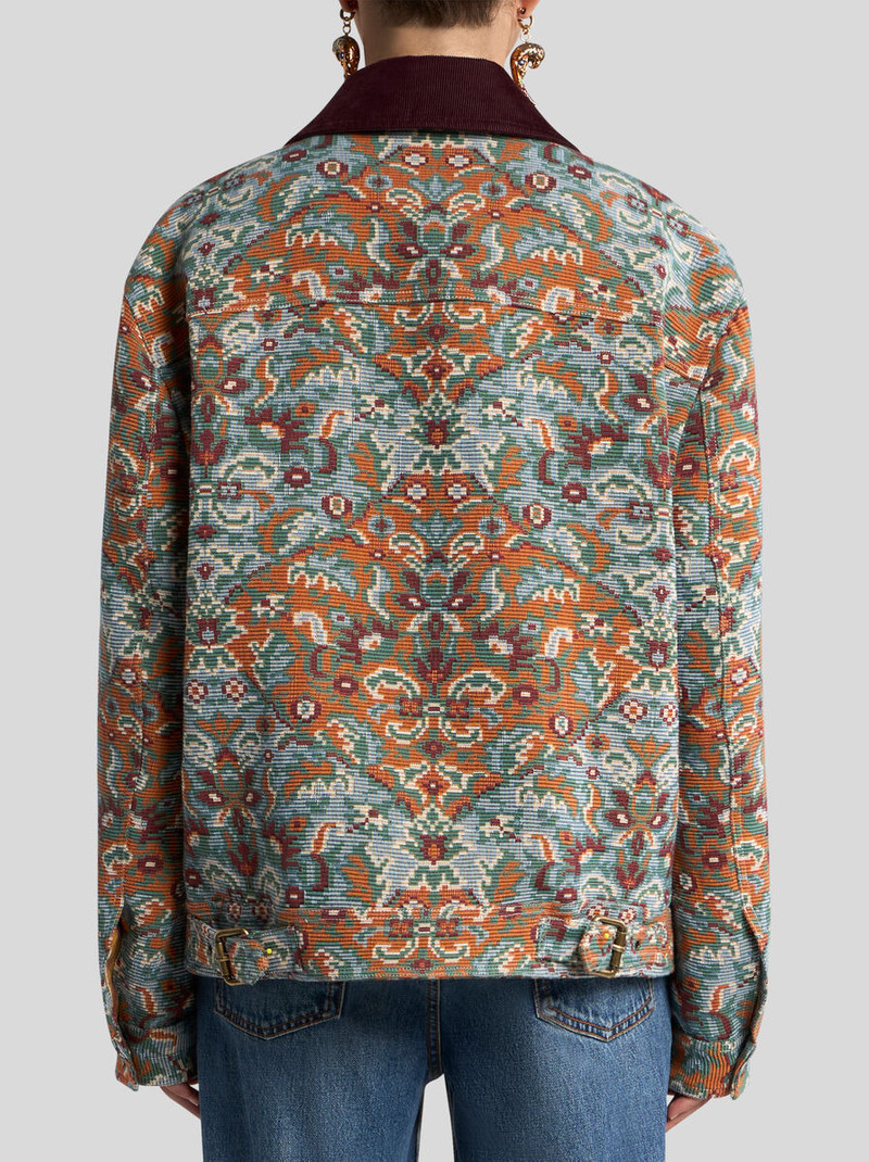 ZIPPED COTTON JACQUARD JACKET WITH FLORAL MOTIF 5