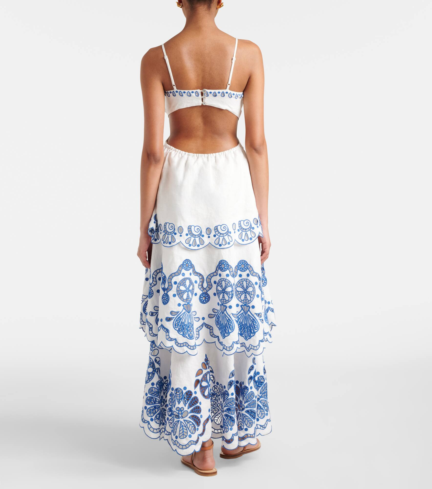 Broderie anglaise tiered cotton maxi dress - 3