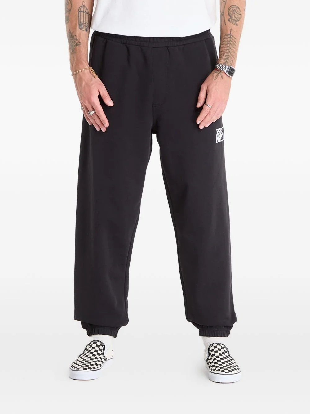Blocked Box logo-patch cotton track pants - 1