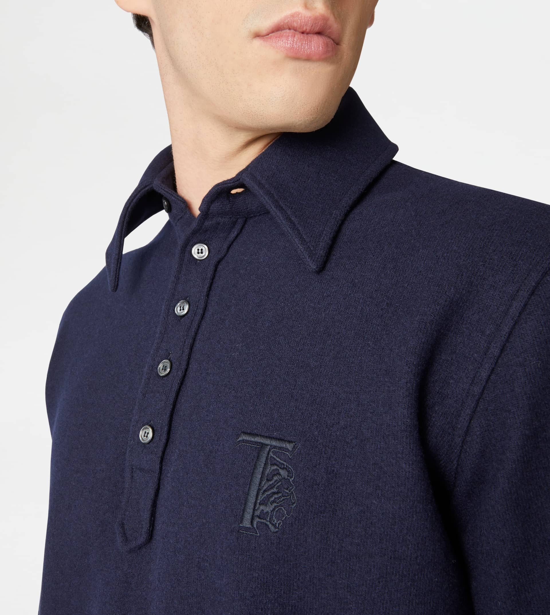 TOD'S CASHMERE BLEND POLO SHIRT - BLUE - 3