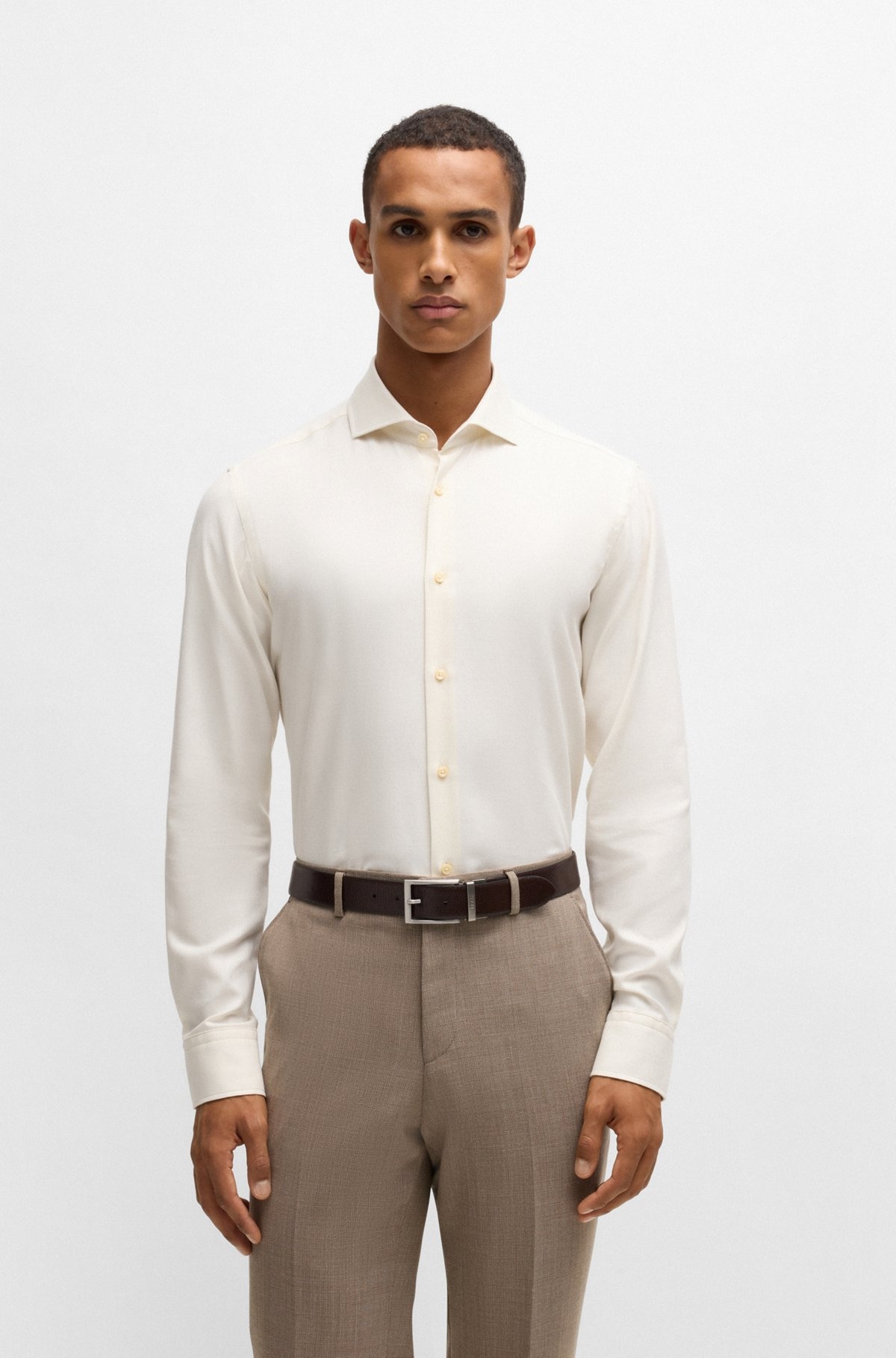 REGULAR-FIT SHIRT IN COTTON-CASHMERE TWILL - 2