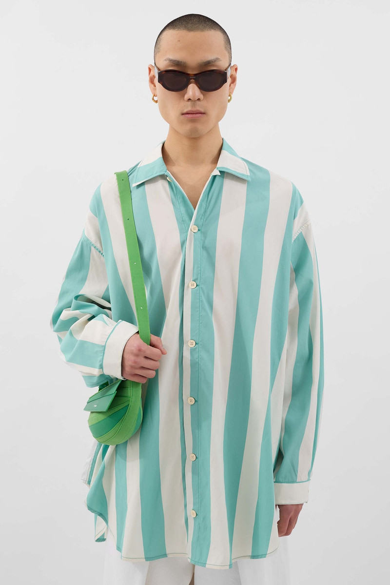 SUNNEI MEGA OVER SHIRT / off white & green stripes outlook