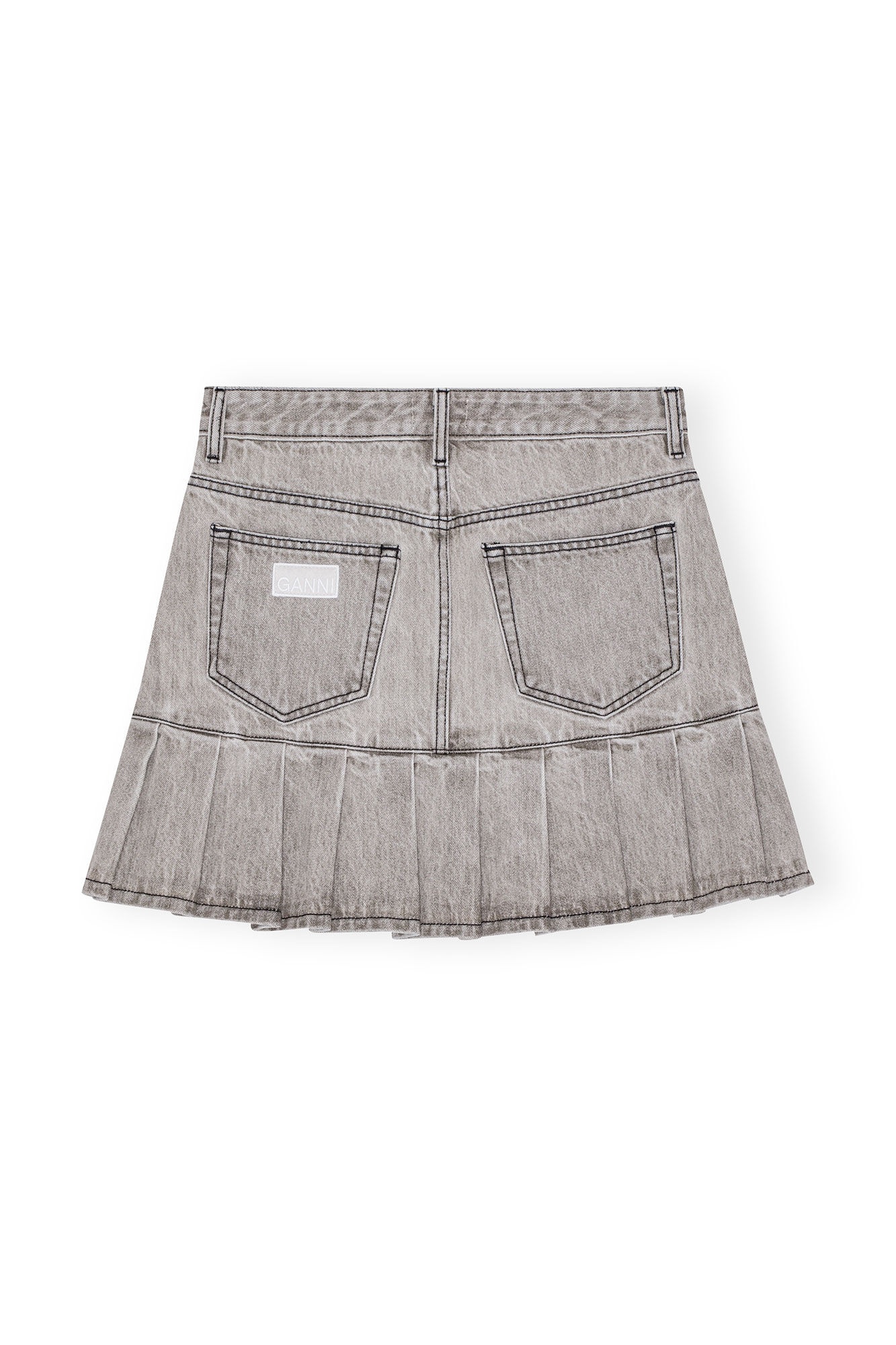 GREY FUTURE DENIM PLEATED MINI SKIRT - 2