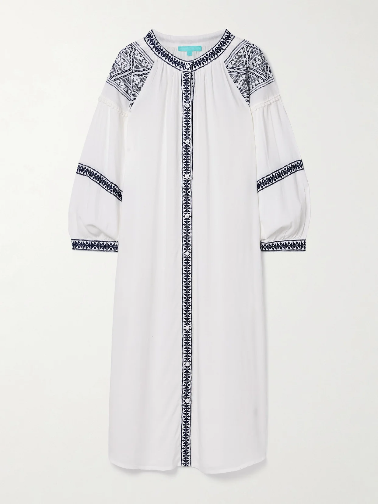 Ally Belted Embroidered Voile Midi Dress - 1