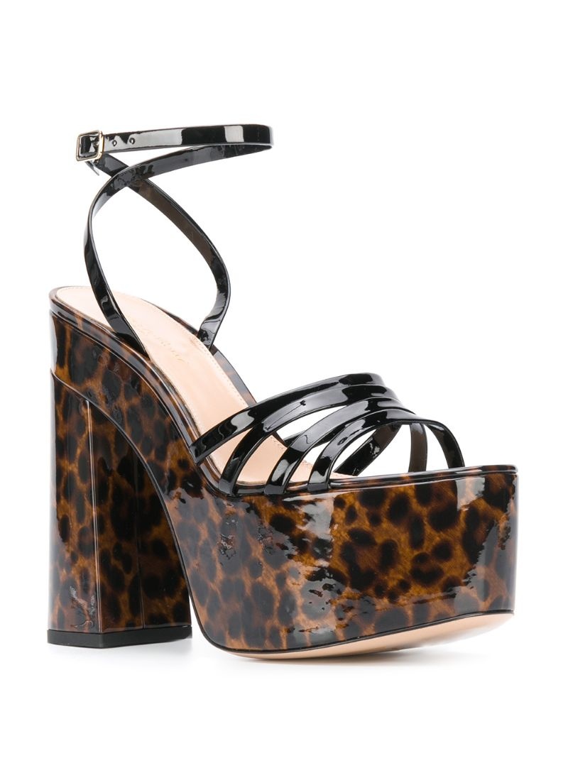 leopard varnished sandals - 2