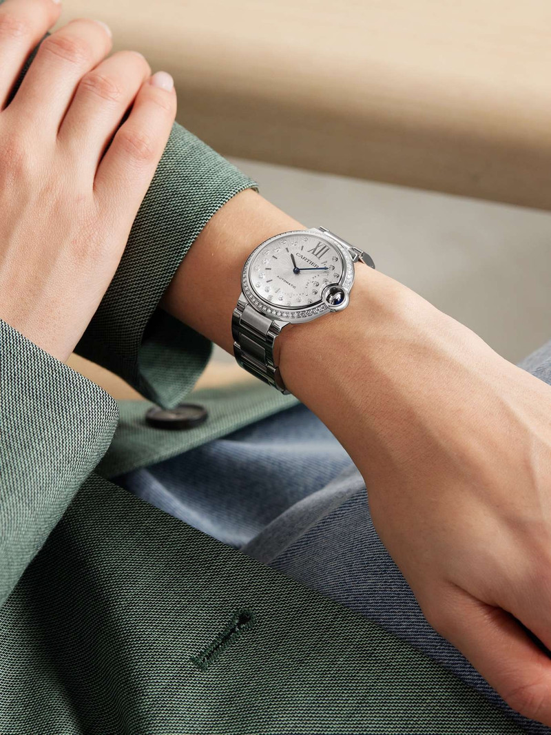 Cartier Ballon Bleu de Cartier Automatic 36mm stainless steel and diamond watch outlook