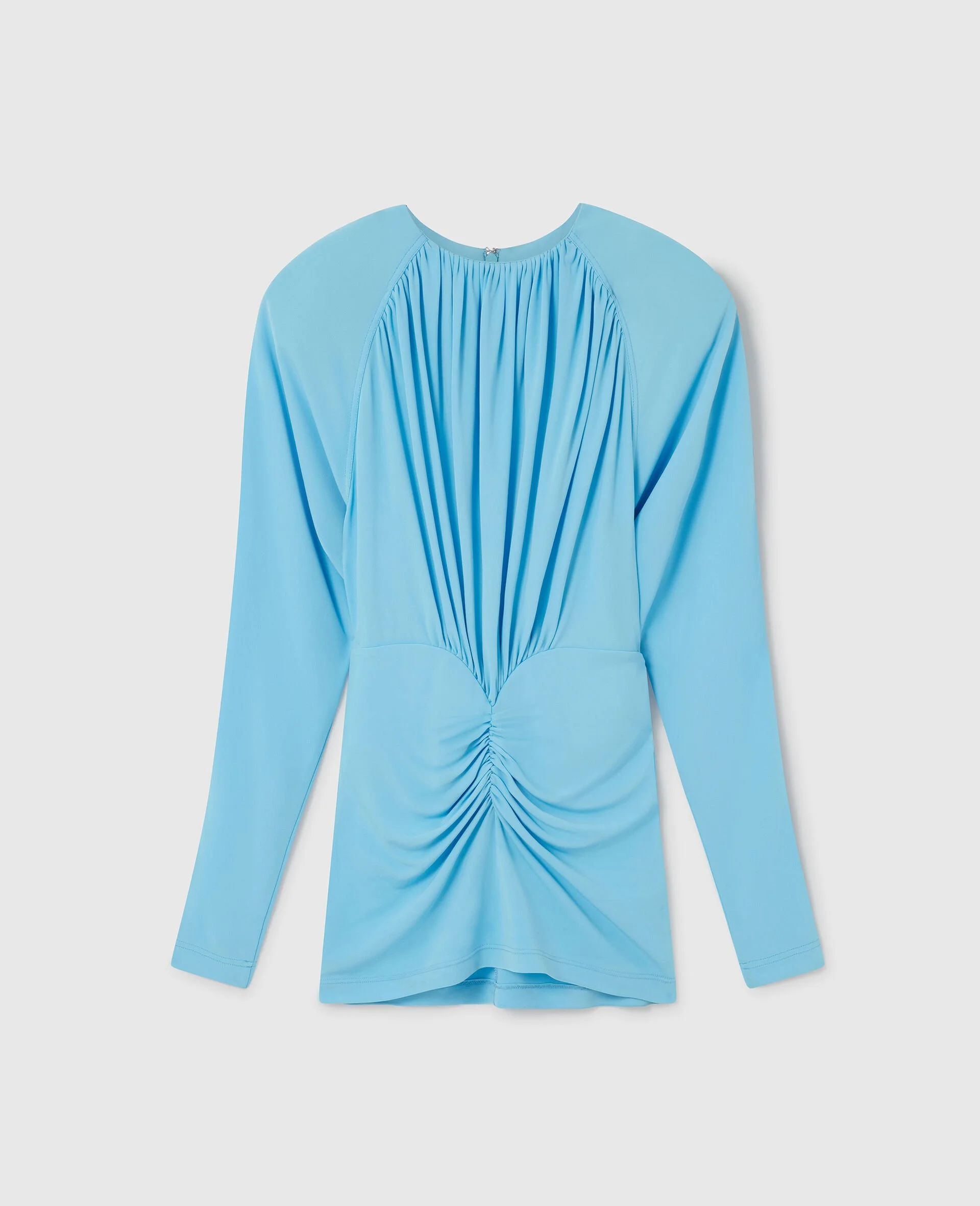 Pleated Jersey Long-Sleeve Midi Dress - 1