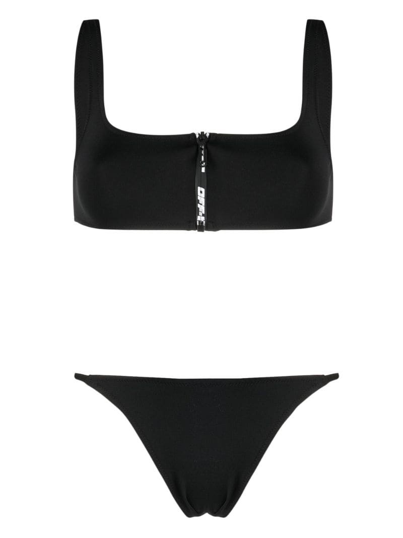 zipped logo-print bikini - 1