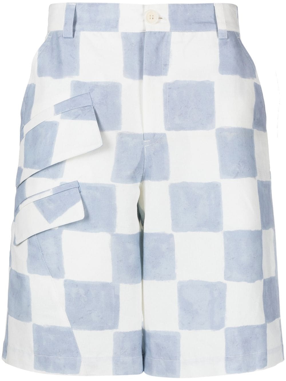 checkerboard-pattern cargo shorts - 1