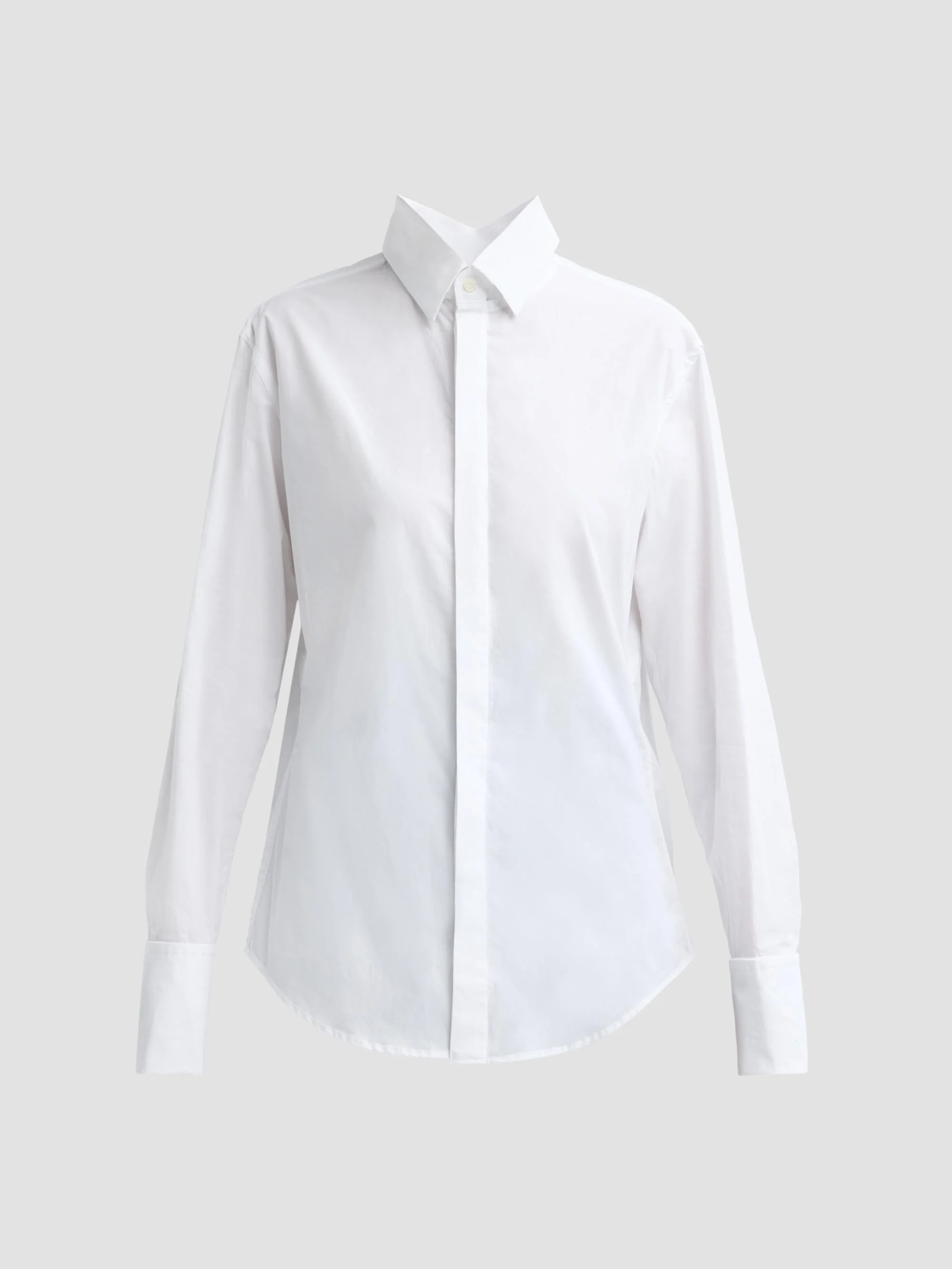 Women's Open Fly Away Cotton Shirt - White - 1