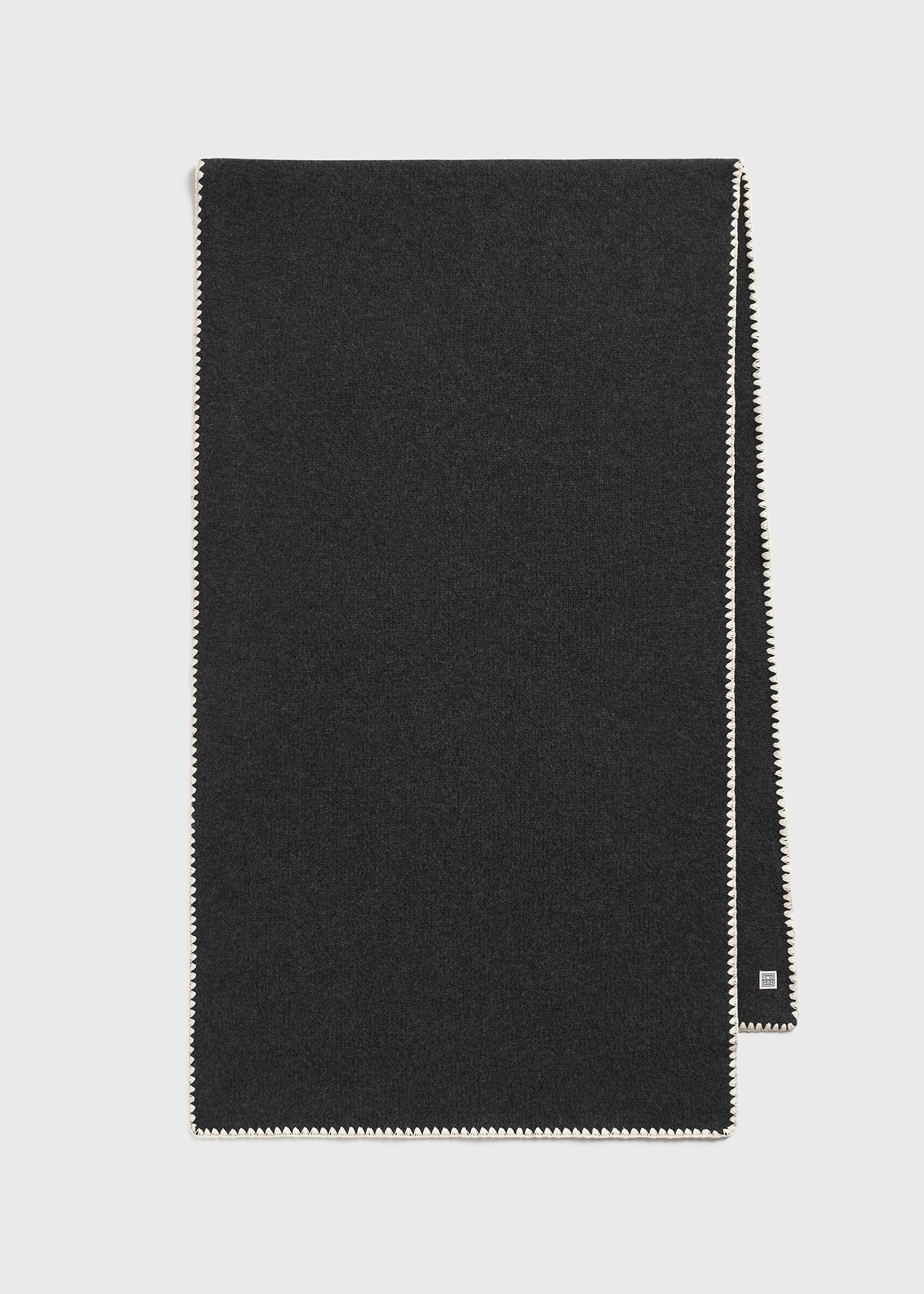Embroidered wool cashmere scarf grey melange - 6
