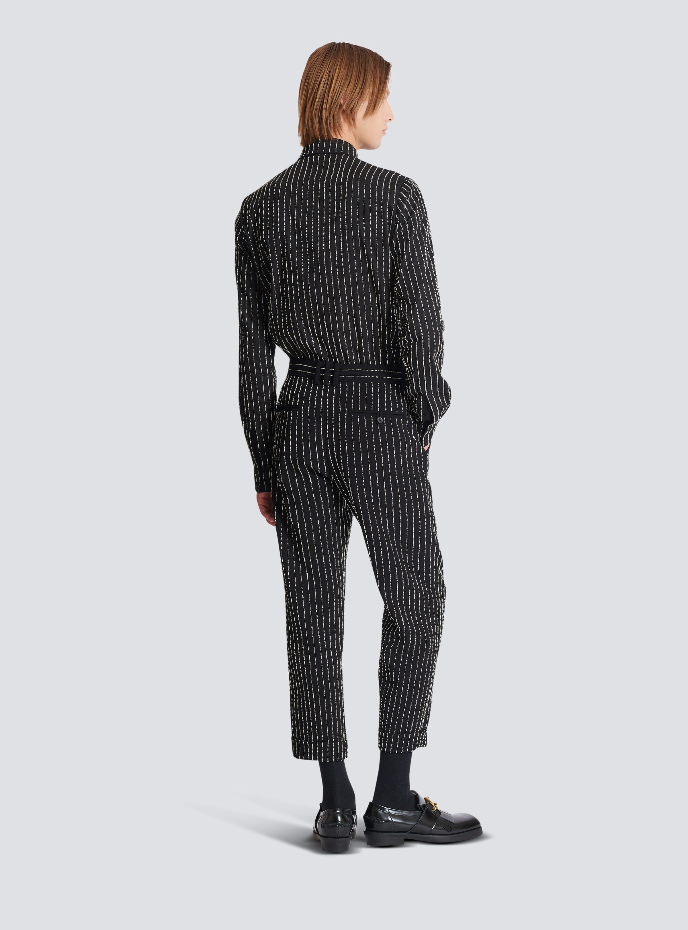 Straight-leg trousers with crystal stripes - 4