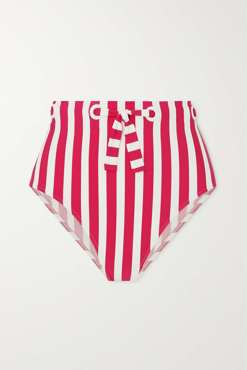 Samba Encanta eyelet-embellished striped bikini briefs - 1