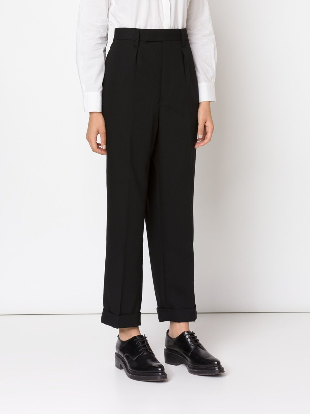 wide leg turn-up trousers - 3