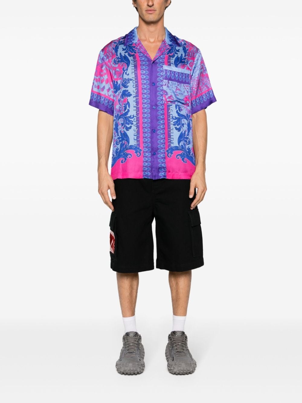 mix-print twill shirt - 2