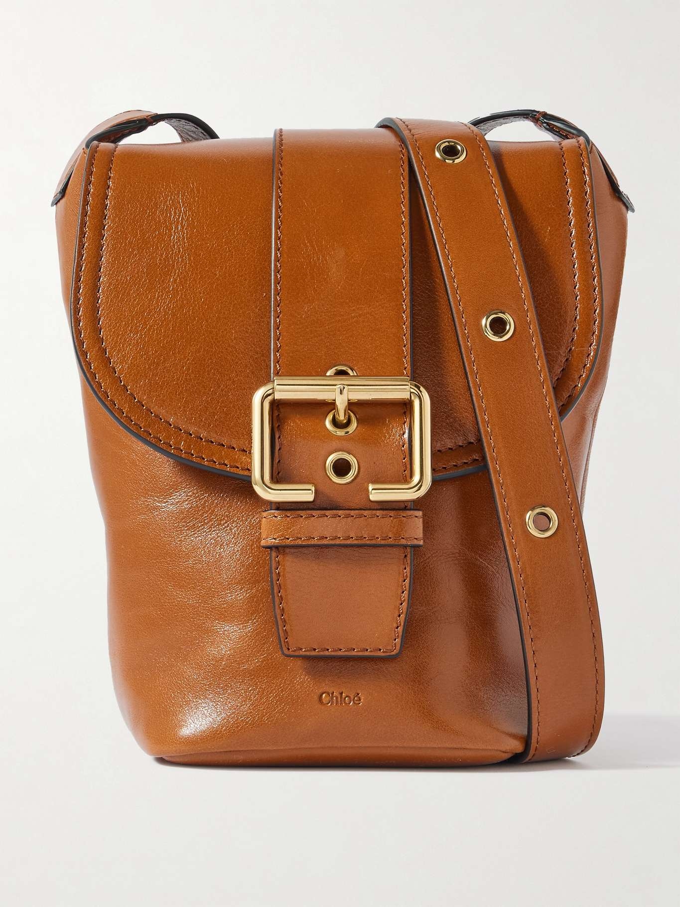Camera leather shoulder bag Brown - 1