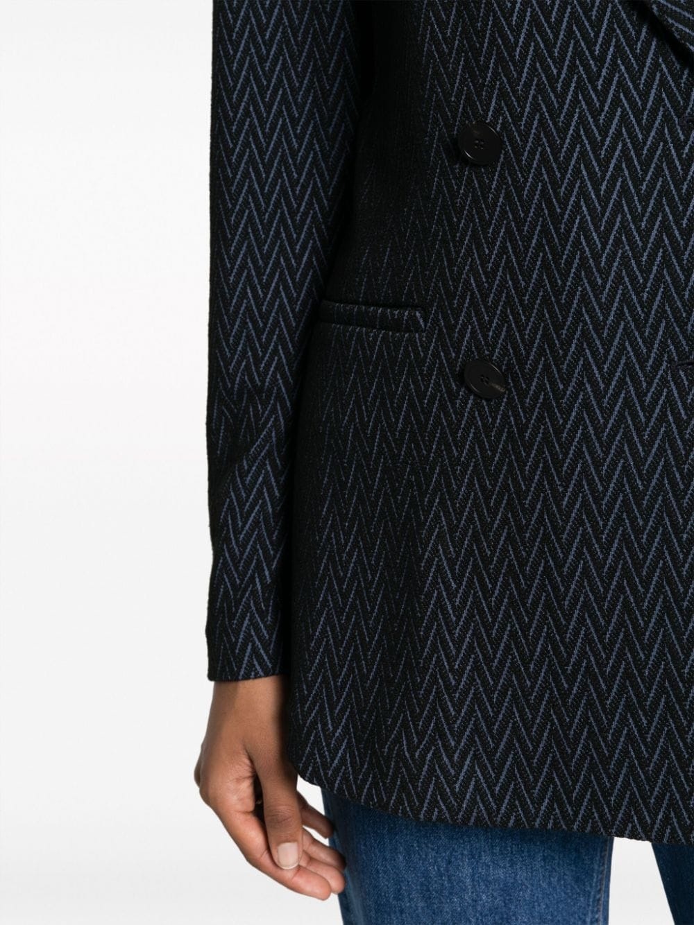 double-breasted herringbone blazer - 5